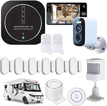 Alarme de Camping Car – WIFI/4G – Surveillance 24h/24h –1 Camèra de Surveillance Autonome – Adapté aux cloison Alu/Polyeste - 2 Sirènes - Pas de Fausse Alarme – Expédiée programmée