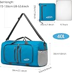 G4Free 40L/65L Sac pliable Duffel, Sac à dos de voyage hydrofuge, Sac de transport léger pour les sportifs de nuit de week-end Hommes Femmes