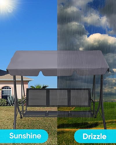 Miniatura 8 de Canopy - Silla columpio para porche, columpio ajustable de 3 asientos para patio con cojín extraíble, jardín, patio trasero, rayas verdes y blancas