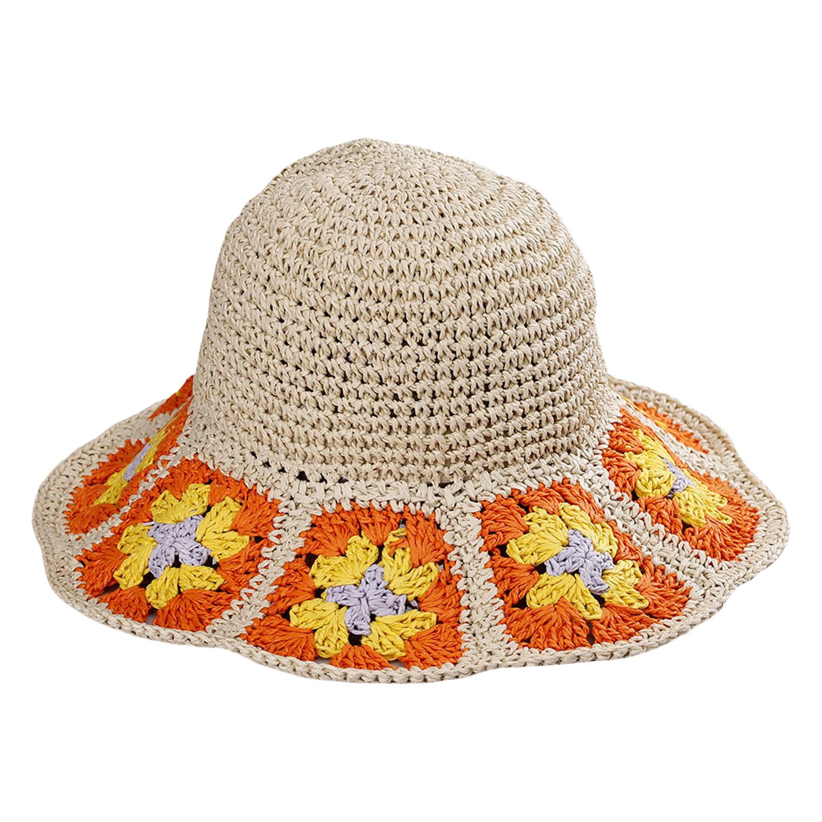 Fulidngzg Sombrero Paja Mujer Sombrero Mujer Gorro Pescador Personalizado Al Aire Libre Pamelas De Playa Verano Sombrero Mujer Elegante Sombrero Paja ala Ancha Gorro Pescador Mujer Protección Sol
