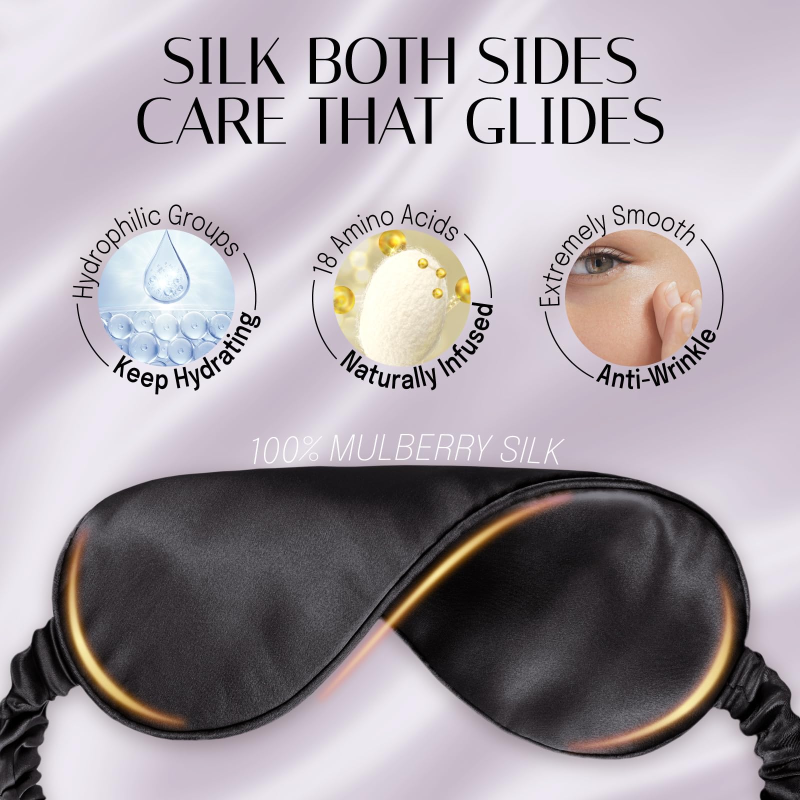 OLESILK 100% Mulberry Silk Sleep Mask for Women - Zero-Pressure Blackout — Amazon image 6