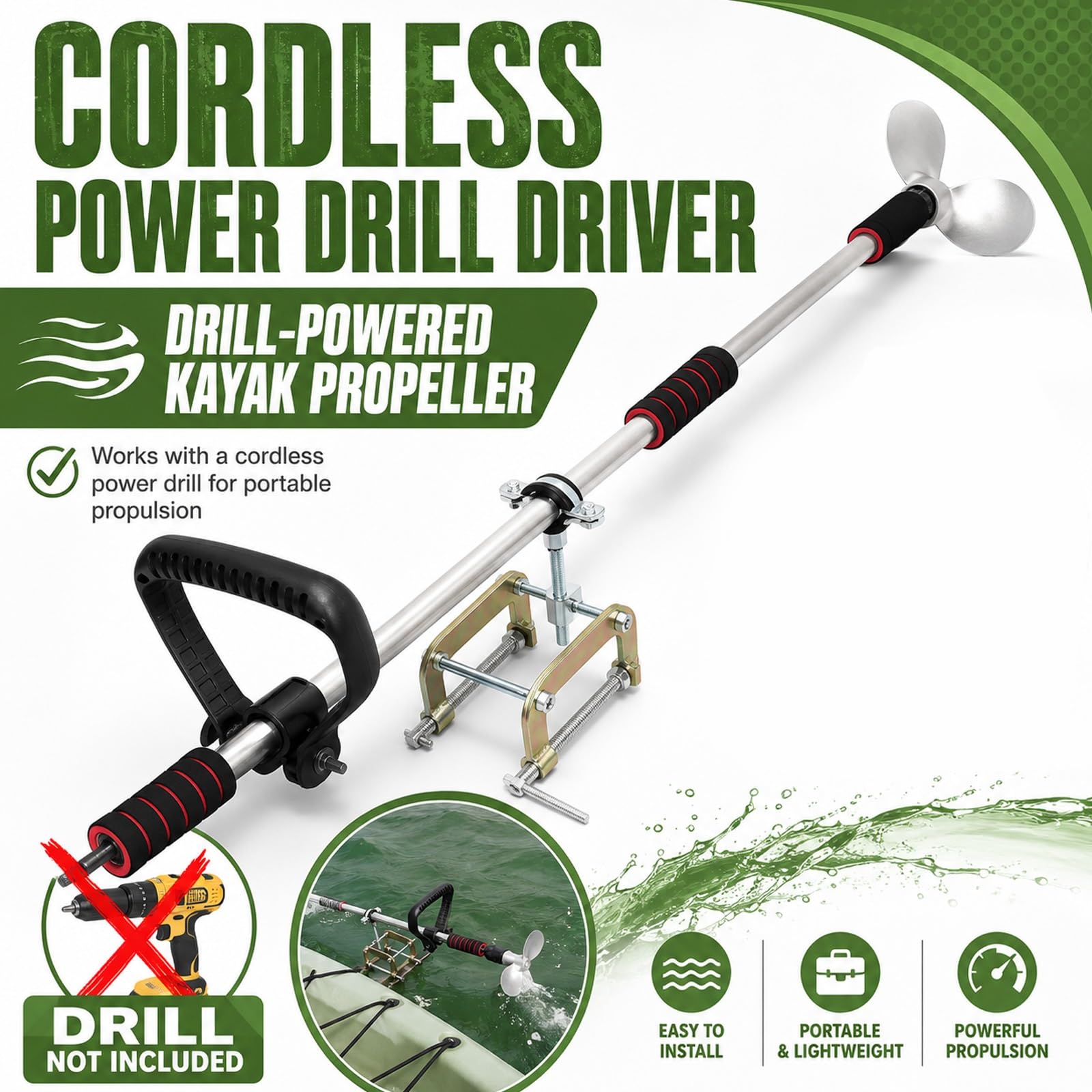 Drill Propeller Handheld Drill Powered Boat Propeller für Jon-Boat-Kajak