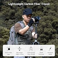 Vista 7 de SmallRig Trípode de fibra de carbono de 62.2 pulgadas con columna central, trípodes ligeros de viaje y monopie desmontable, cabeza de bola de 360°