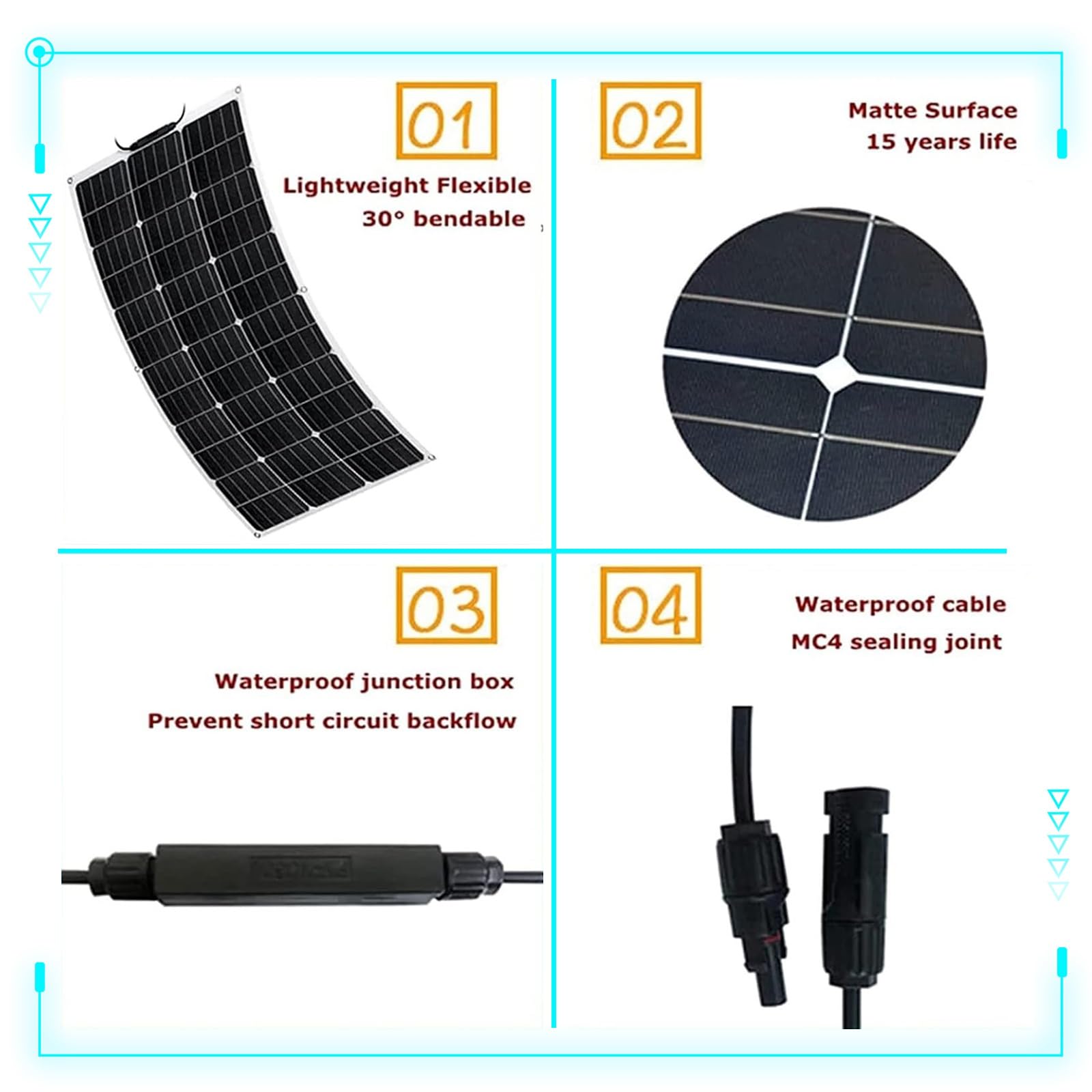 Pannello Solare Flessibile 500W Pannello Solare Monocristallino Fotovoltaico Impianto Camper Casa Baita(2x500W)