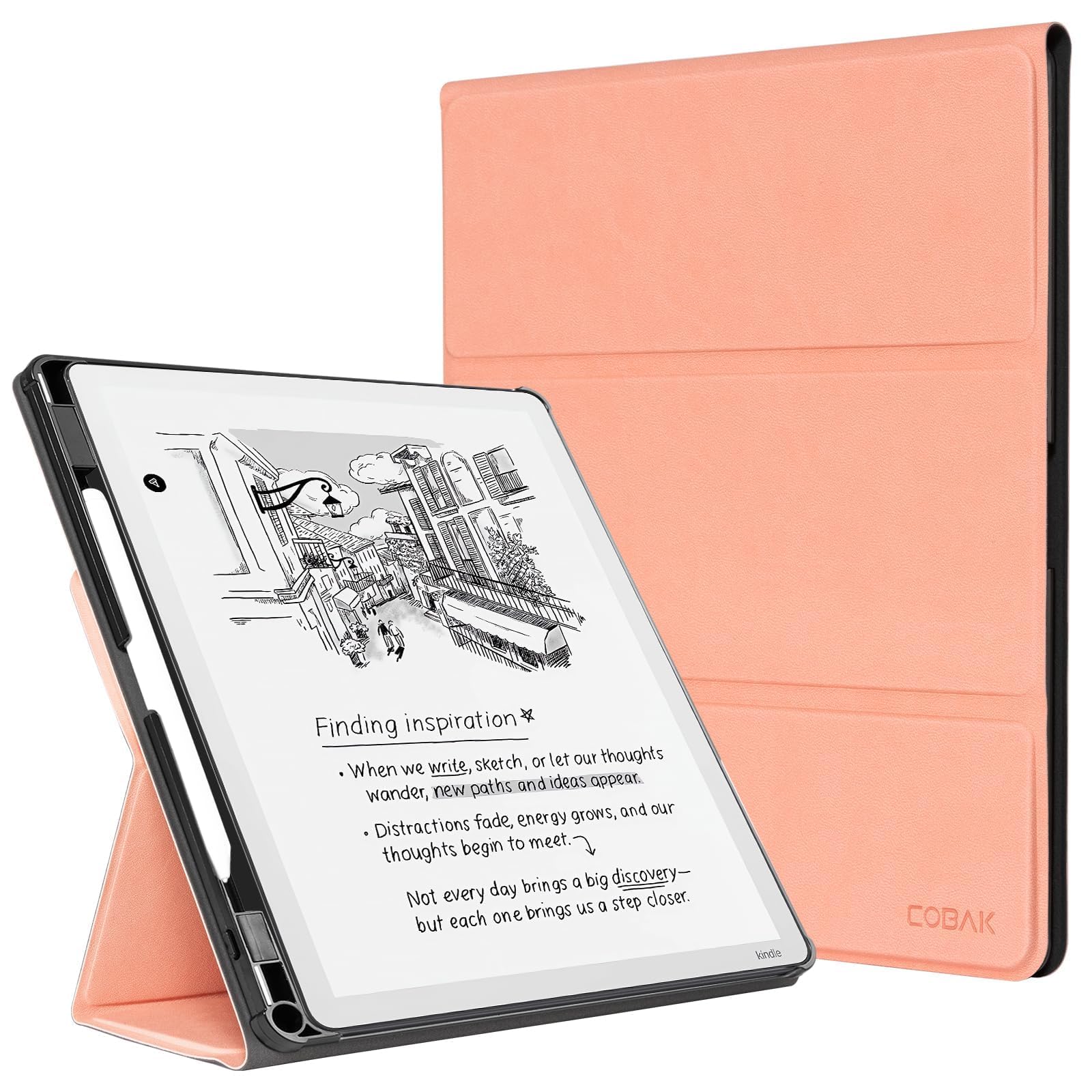 CoBak Case for 11" Kindle Scribe 3rd Generation 2025, Kindle Scribe Colorsoft with Two Viewing Angles - All New PU Leather Cover with Auto Sleep Wake, Pen Holder. Sheep Pink