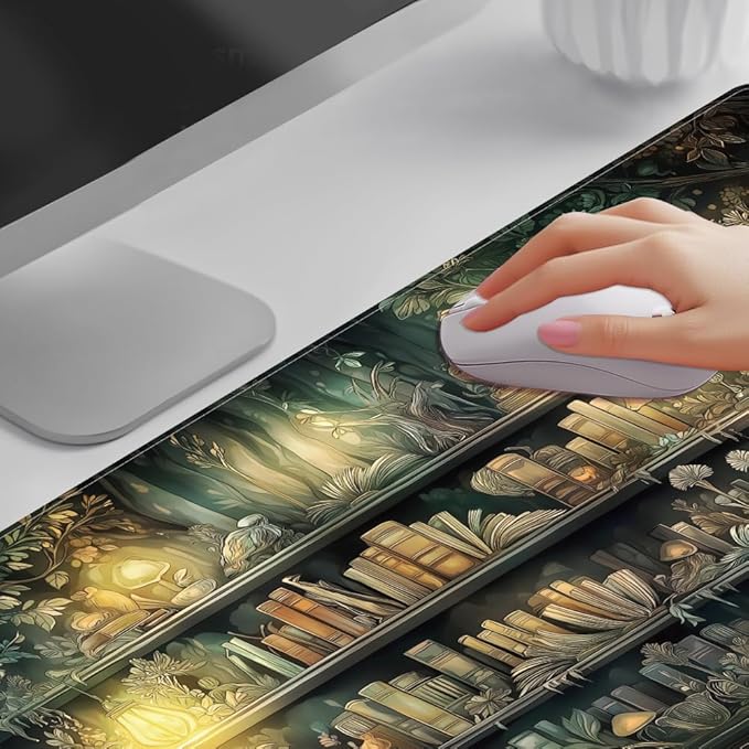 WEBEEDY Large Desk Mat Bookshelf Design 80x40 cm Non-Slip miniatura 2