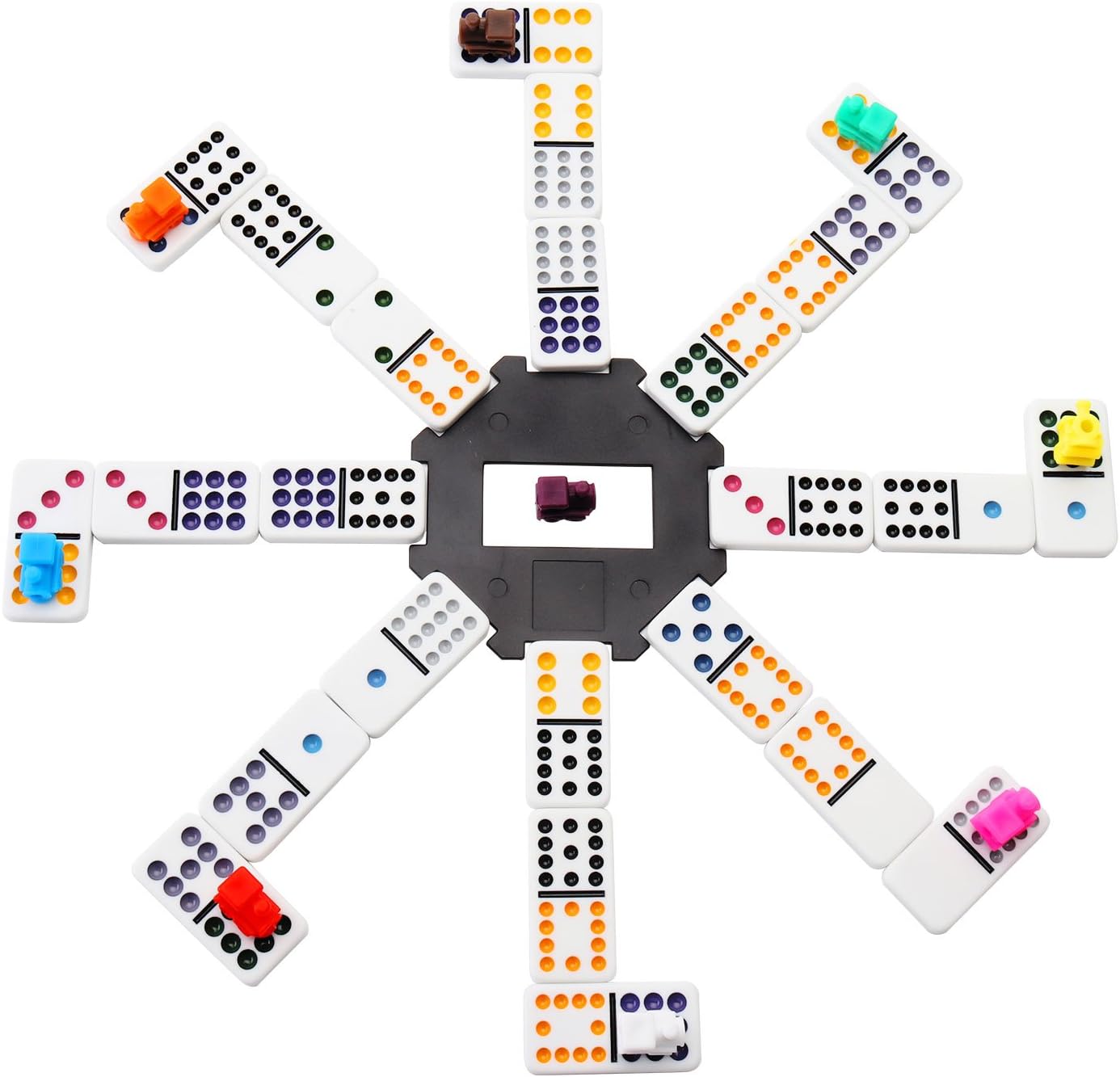 Double 12 Dominoes Set for Adults with Tin Case,Spinner Colored Dot Dominoes Set for 2 to 8 Players,for Adults and Kids Ages 8 and up (2-8 Player)
