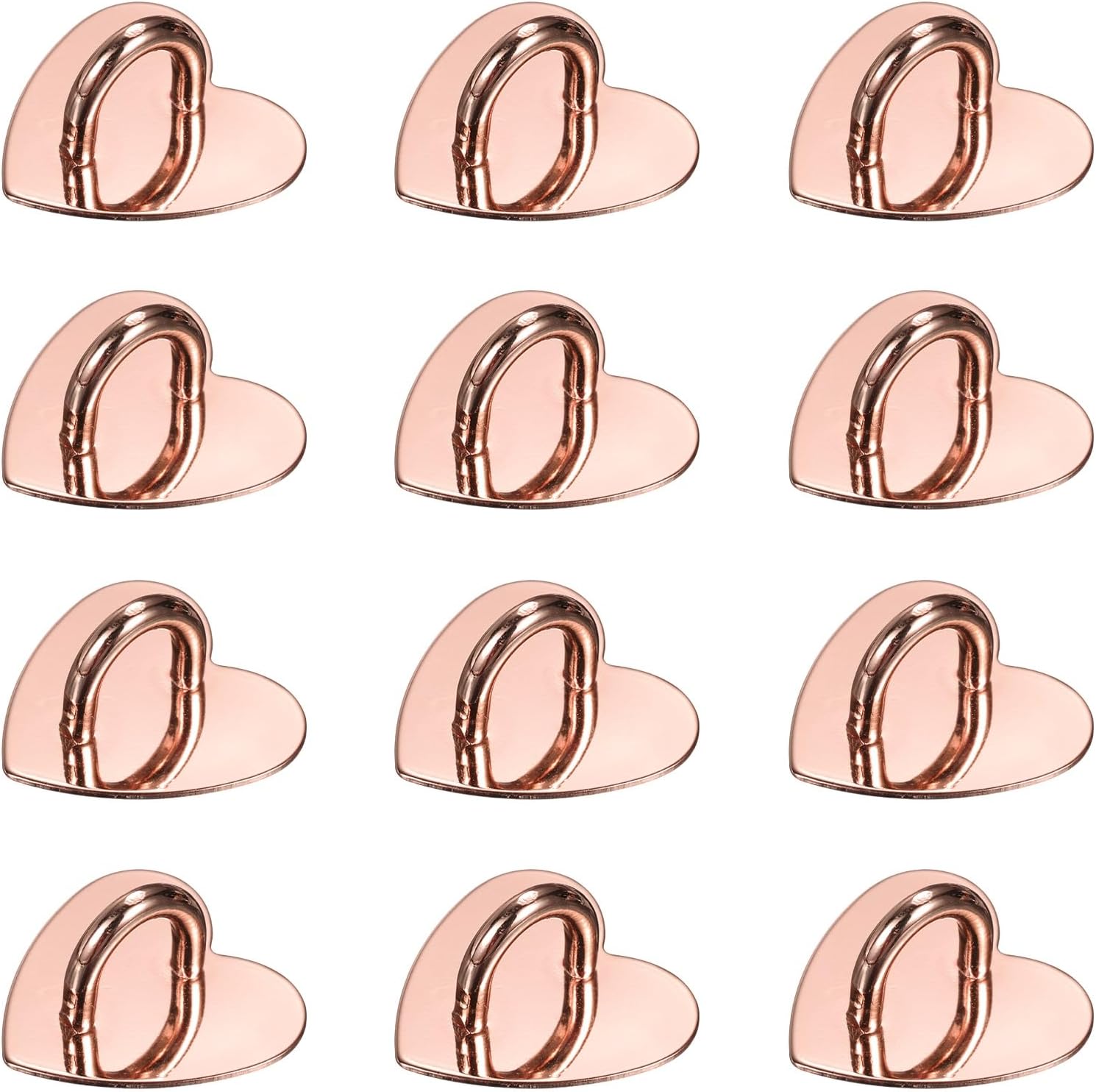 PATIKIL Metal Phone Charm Hook 1", 12Pcs Adhesive Heart Shaped Phone Finger Grip Hook Smartphones Keychain Ring Charm Loop for DIY Tablet Case Accessories, Rose Gold