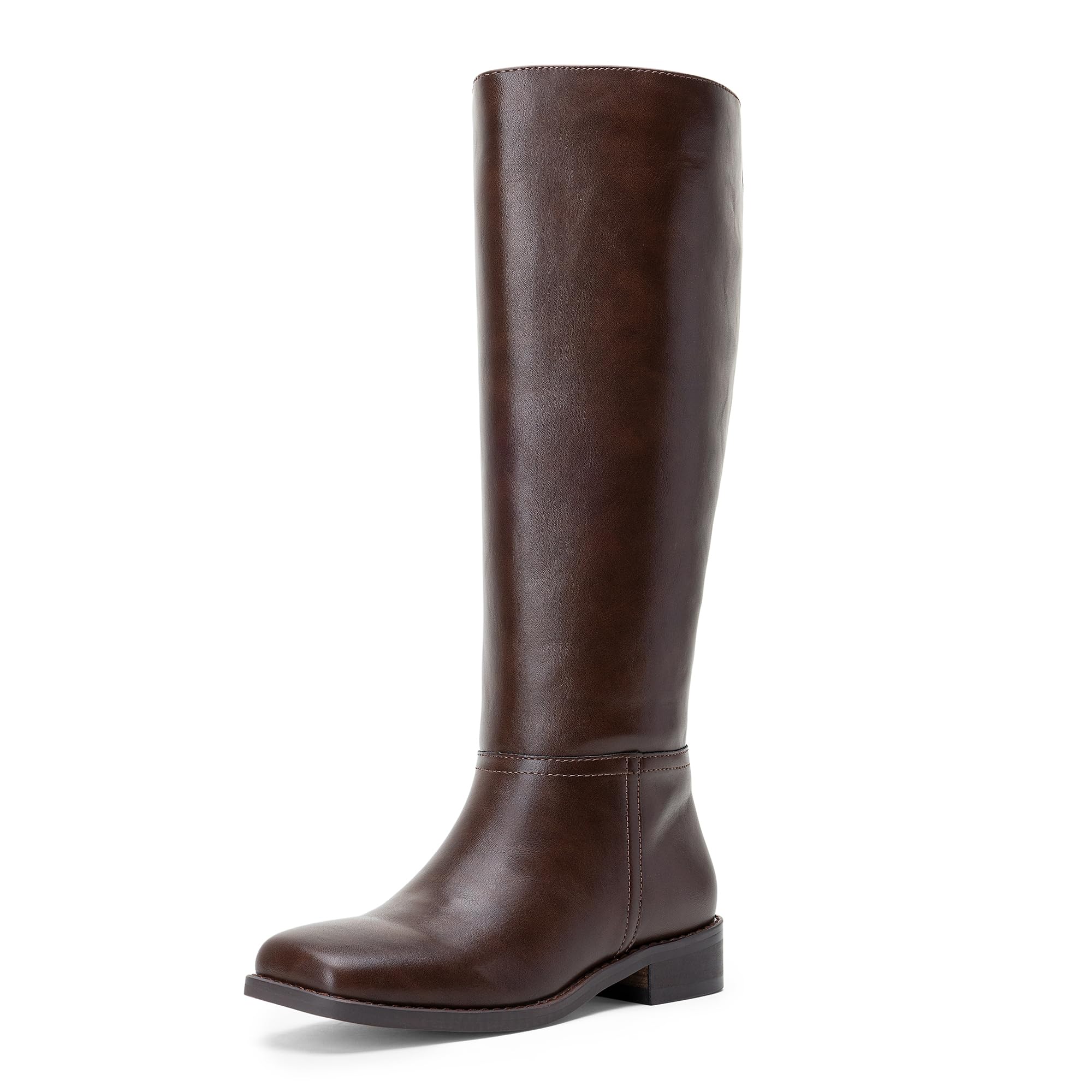 Vepose Women's Square Toe Knee High Riding Boots, Low Heel Dress Style 8 Chocolate