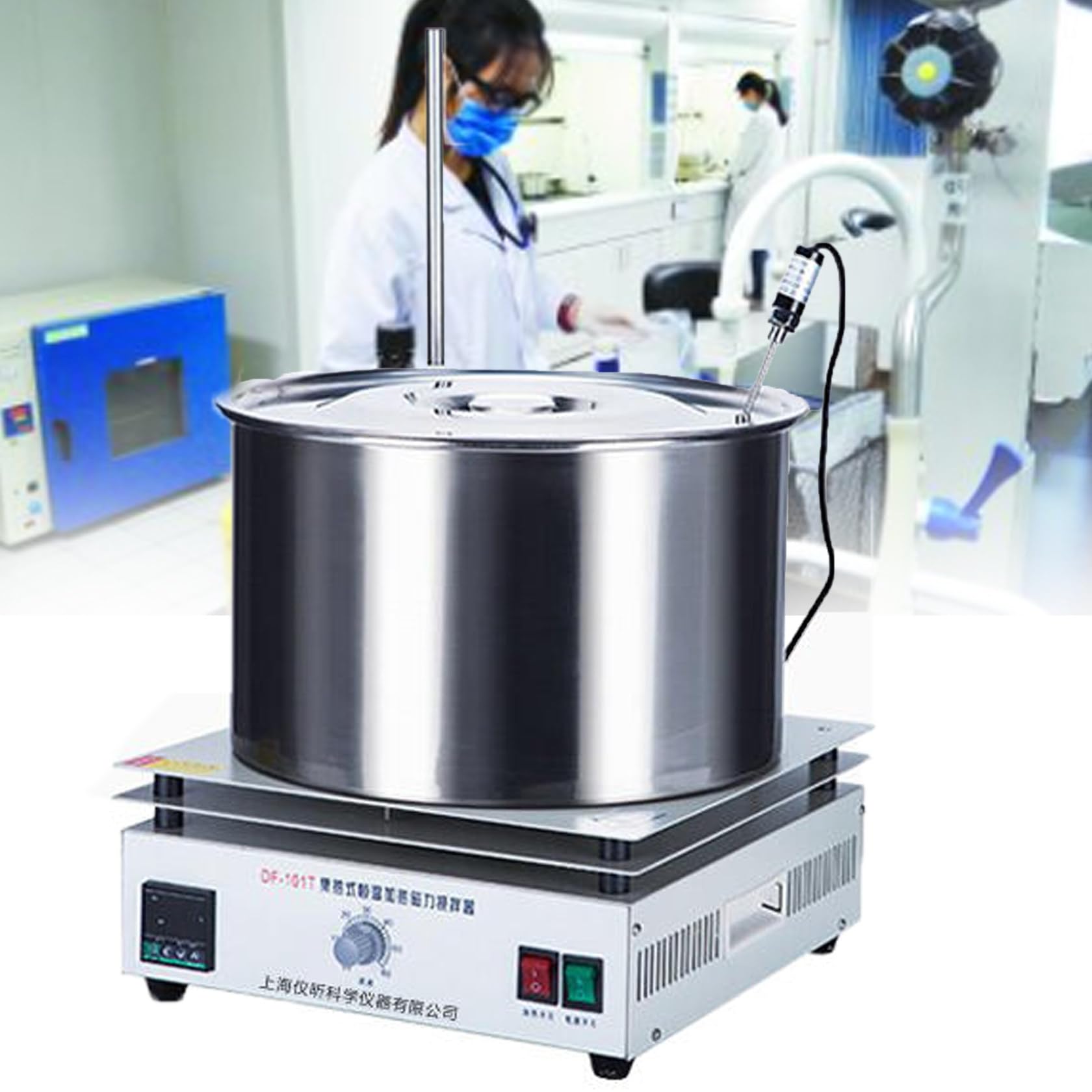 Mieszadło magnetyczne z czujnikiem temperatury, pojemność 15 l, powlekany ceramicznie, laboratoryjny garnek grzewczy, mieszadło magnetyczne ze stojakiem