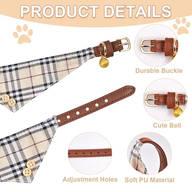 Foto 5 de 8 de HACRAHO - Juego de Collar y Correa para Perro con Pajarita, 3 Piezas, Collar clásico de pañuelo para Perro…