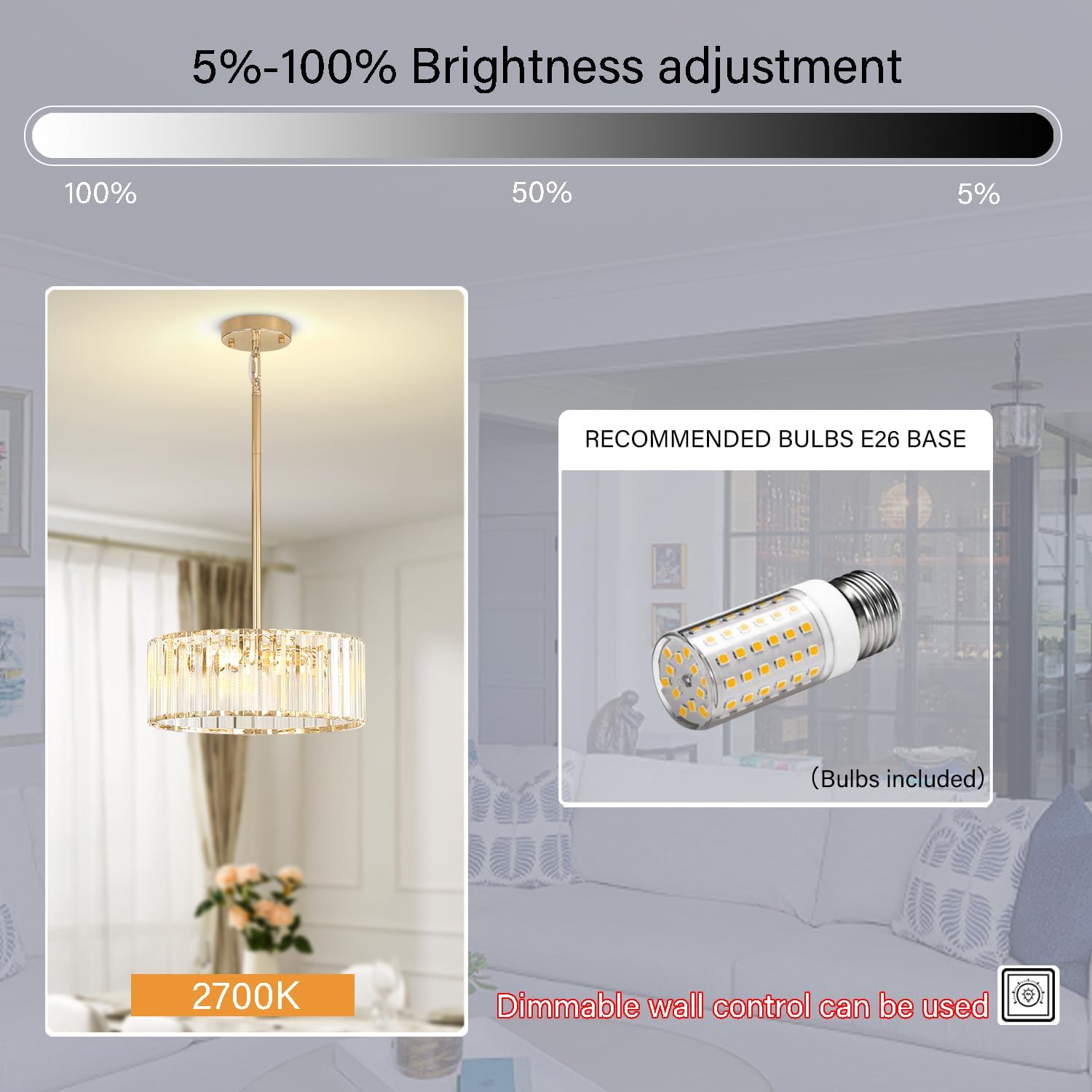 Dia 12Inch Crystal Ceiling Light Modern Flush Mount Ceiling Lighting Fixture Round Hanging Lighting Fixture for Living Room Kitchen Entryway Bedroom Gold