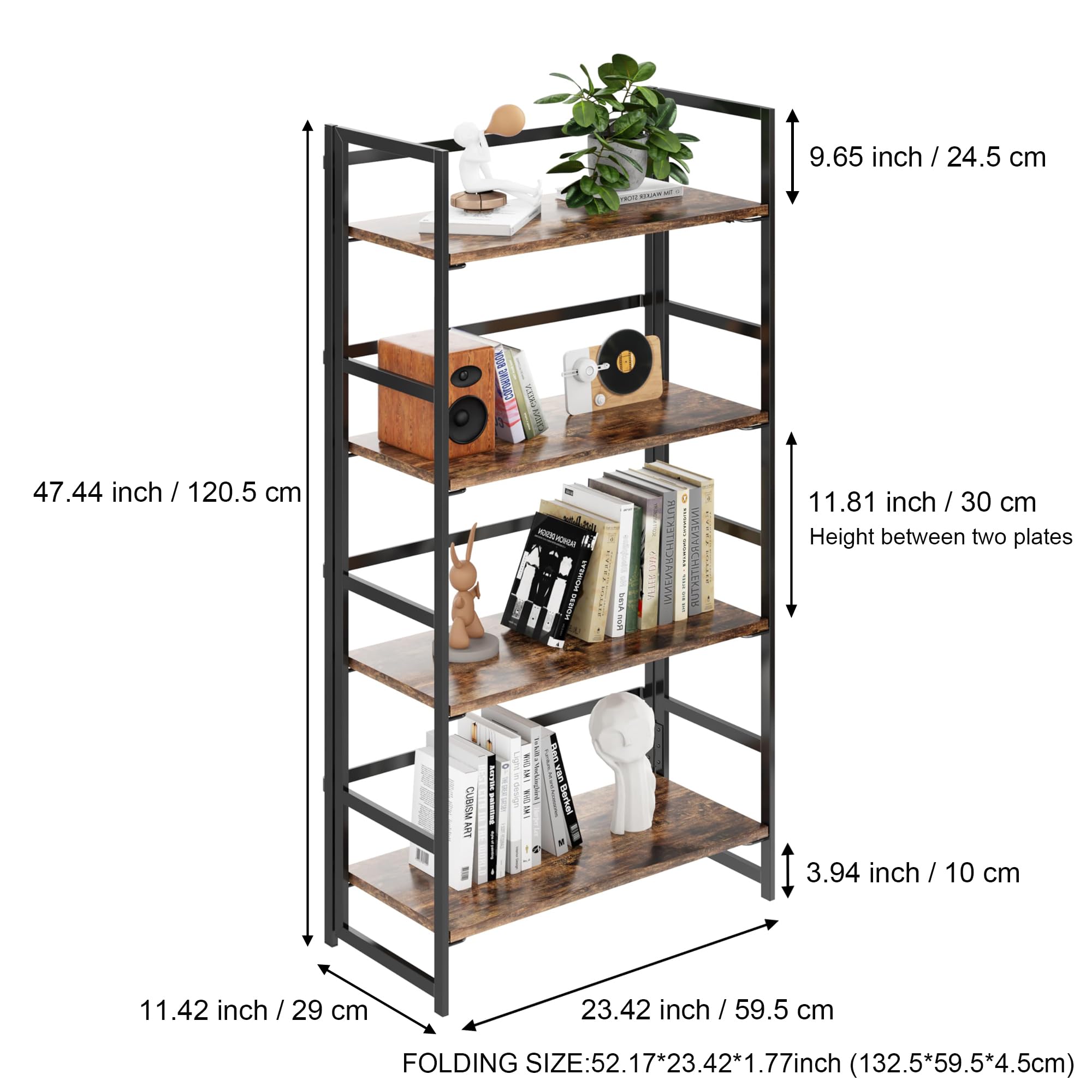 Amazon.com: BHG Vintage Multifunctional Folding Bookshelf, No