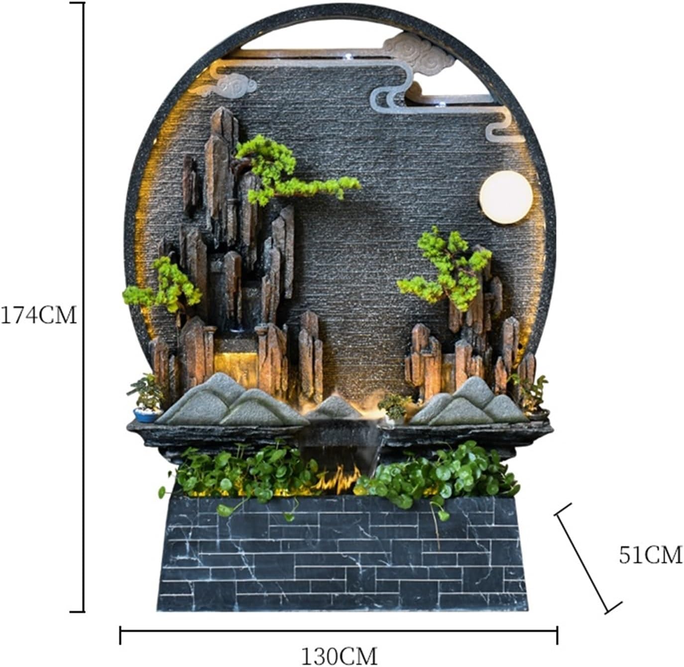 Modern Courtyard Entrance Garden Decoration, Corner Landscape, Creative Large Rockery Landscape Water Curtain Wall Water Waterfall Floor-Standing Fountains