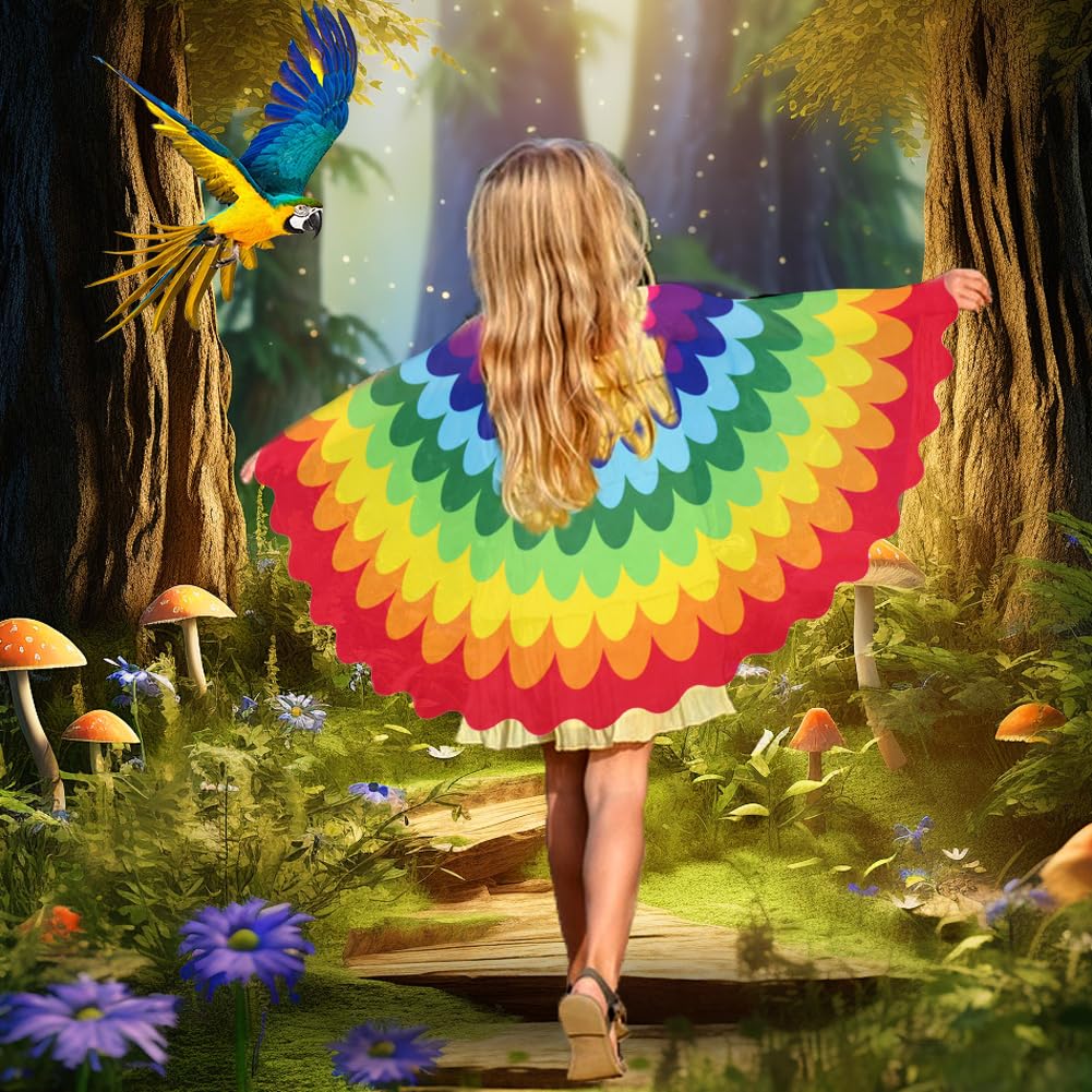AffeGifts Parrot Costume Kids, Bird Wings for Kids Parrot Wings Cape with Mask for 3-8 Years Children Dress Up Cosplay Party Halloween Outfits - Image 4
