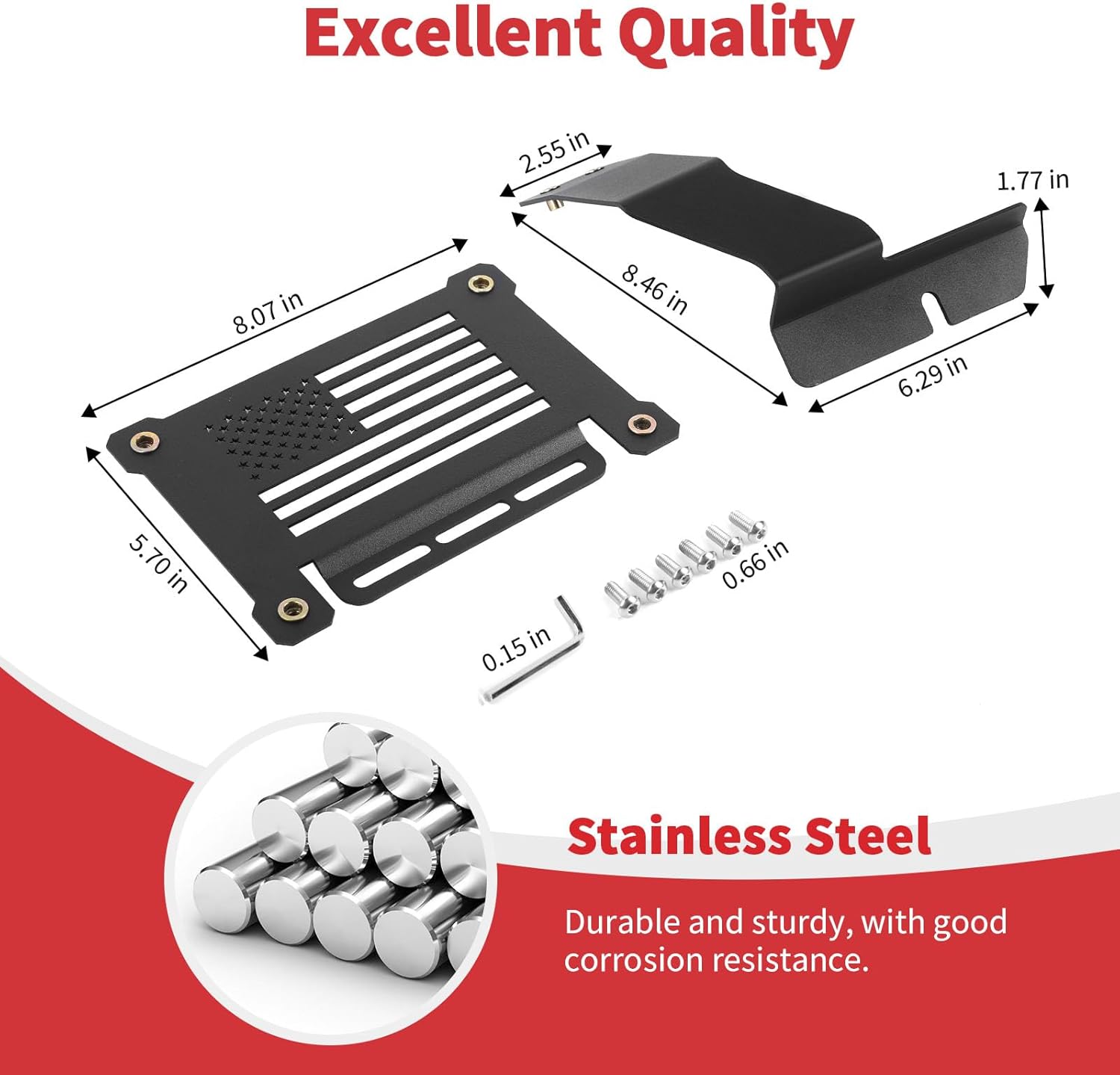 Linskip Front License Plate Bracket for Ford Bronco Standard Plastic Bumper 2024 2023 2022 2021, License Plate Frame Holder Hanging Kits Compatible with Big Bend, Outer Banks, Wildtrak