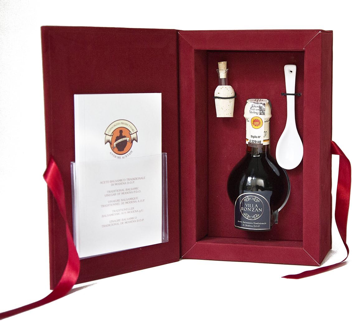 Balsamic vinegar gift set. Aceto balsamico tradizionale of Modena. Aged 12 years. DOP certified from Villa Ronzan. On Sale Now.
