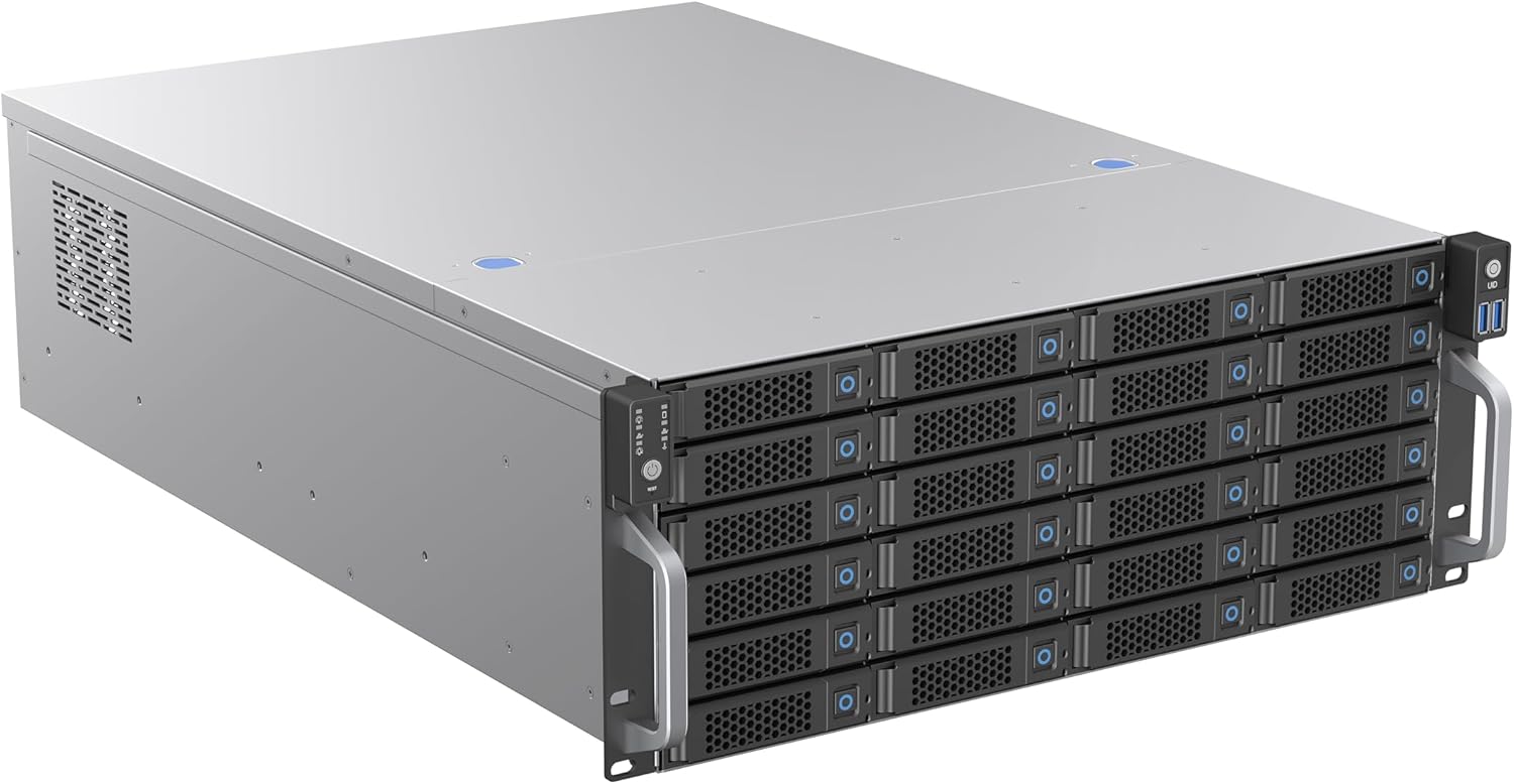 Rosewill 4U Rackmount Server Chassis | Supports up to 24 3.5" 12Gbps Hot Swap SATA/SAS | E-ATX & SSI-EEB Compatible | 3X 120x38mm PWM Fan | RSV-H424