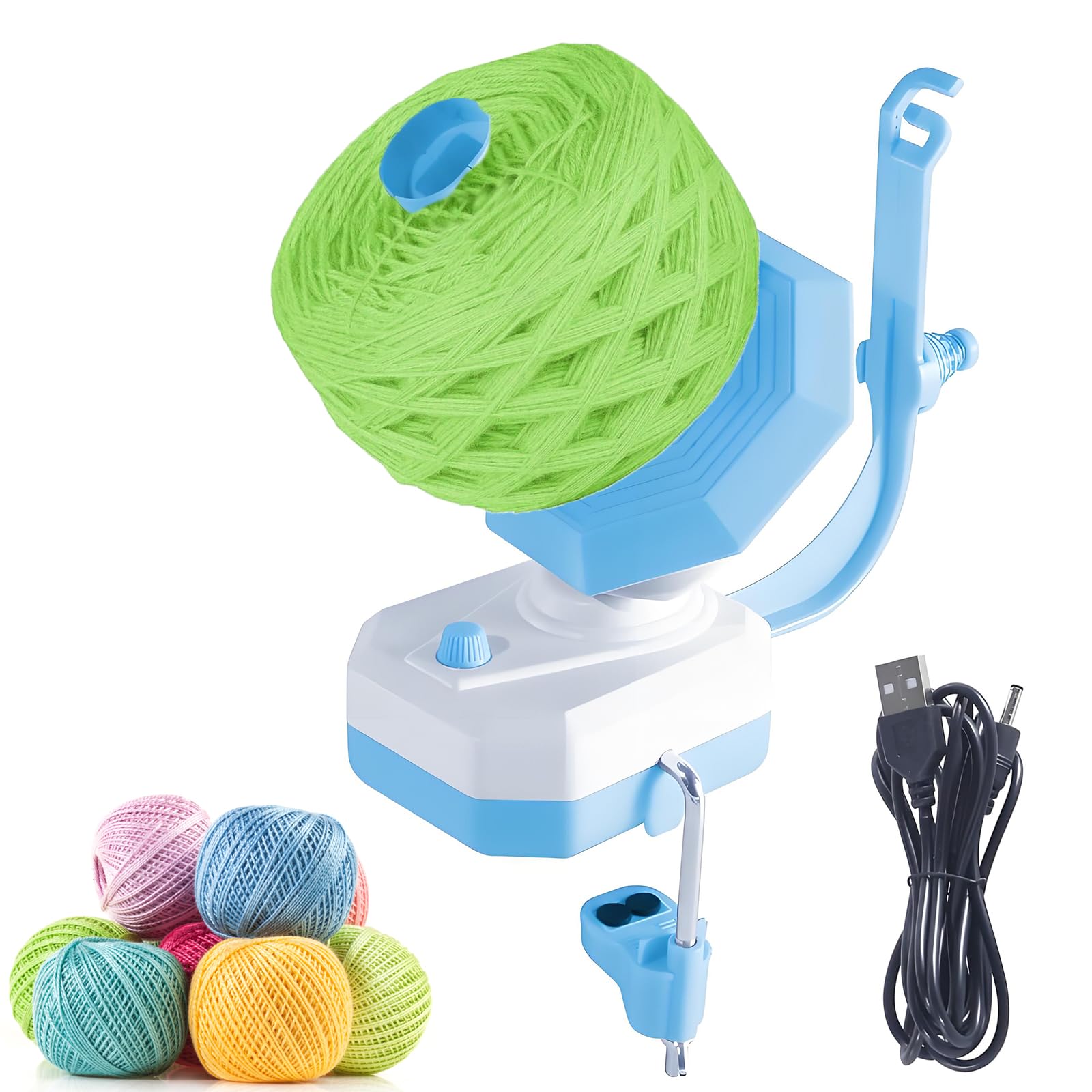 Yuehuamech Yarn Winder, Electric Yarn Ball Winder for Crocheting, 10oz Large Capacity Stepless Speed Control Automatic Yarn Spinning Machine Ideal for Crochet Enthusiasts