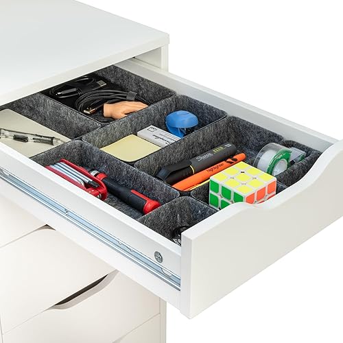 Rajas Goods - Organizador de cajones compatible con cajones Ikea Alex, juego de 10 organizadores modulares de bandejas de fieltro, ajuste perfecto