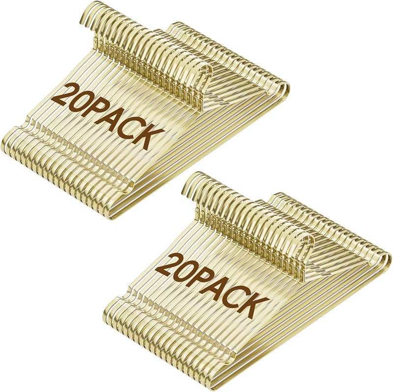 20 Pack Matte Gold Aluminum 0.31" Widen Metal Coat Hangers | Durable & Lightweight, Premium Fancy Clothes Hangers for Standard Size Suits, Jacket, Pant, Dress, Shirts, Skirts, Non Slip