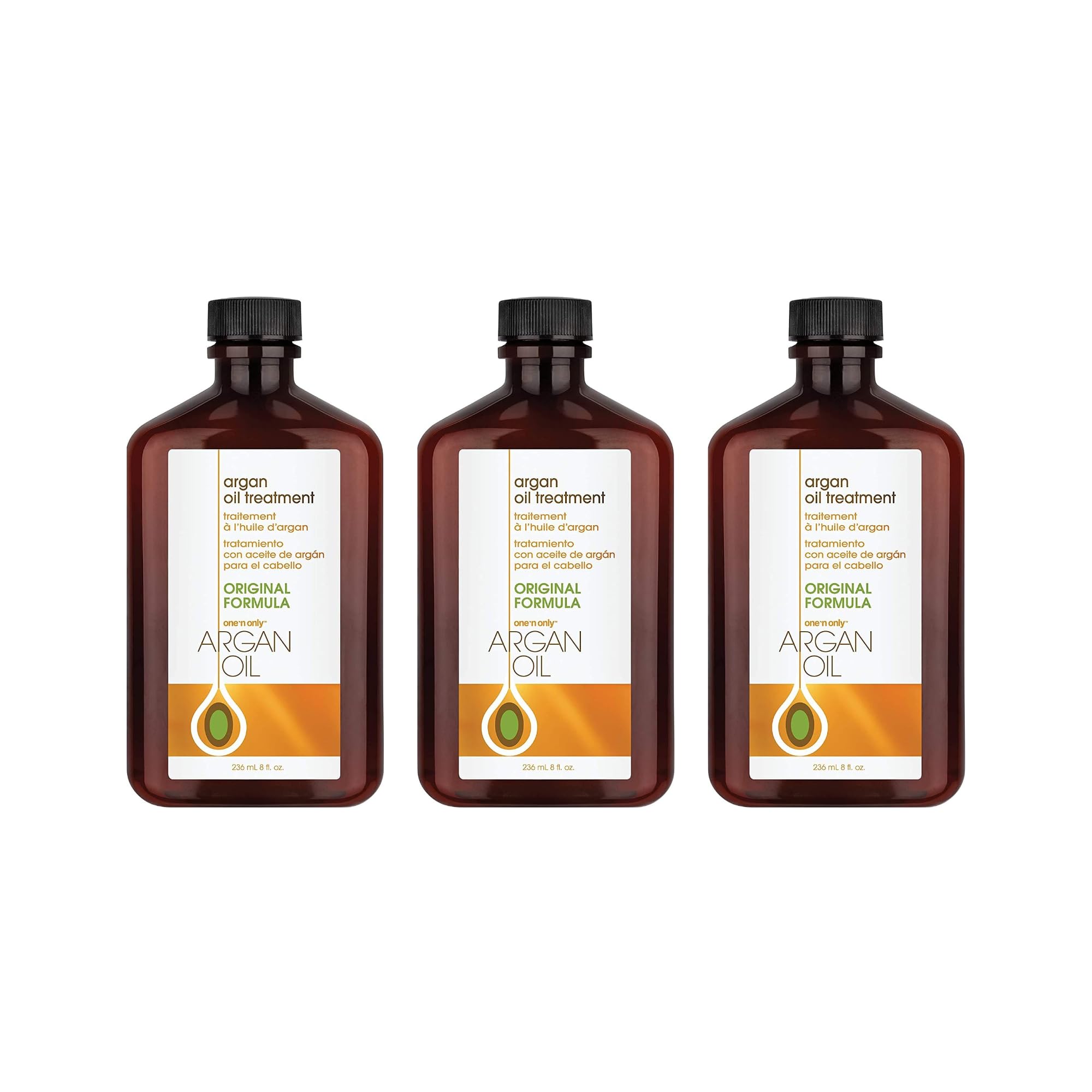 One 'N Only Argan Oil Hair Treatment - Lightweight & Hydrating Hair Oil for Natural, Wigs & Extensions - Shine Enhancing, Heat Protectant & Frizz Control (8 oz, 3pk)