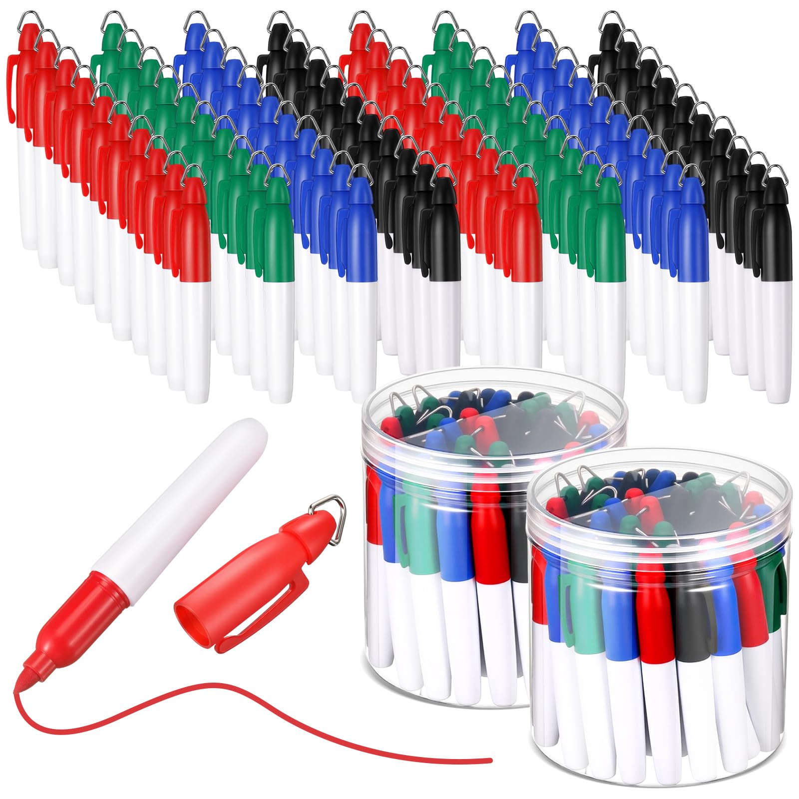 Ctosree 80 Pcs Mini Permanent Markers for Nurses Badge Mini Markers with Golf Keychain Clips Golf Ball Point for Office Classroom Supplies(Classic