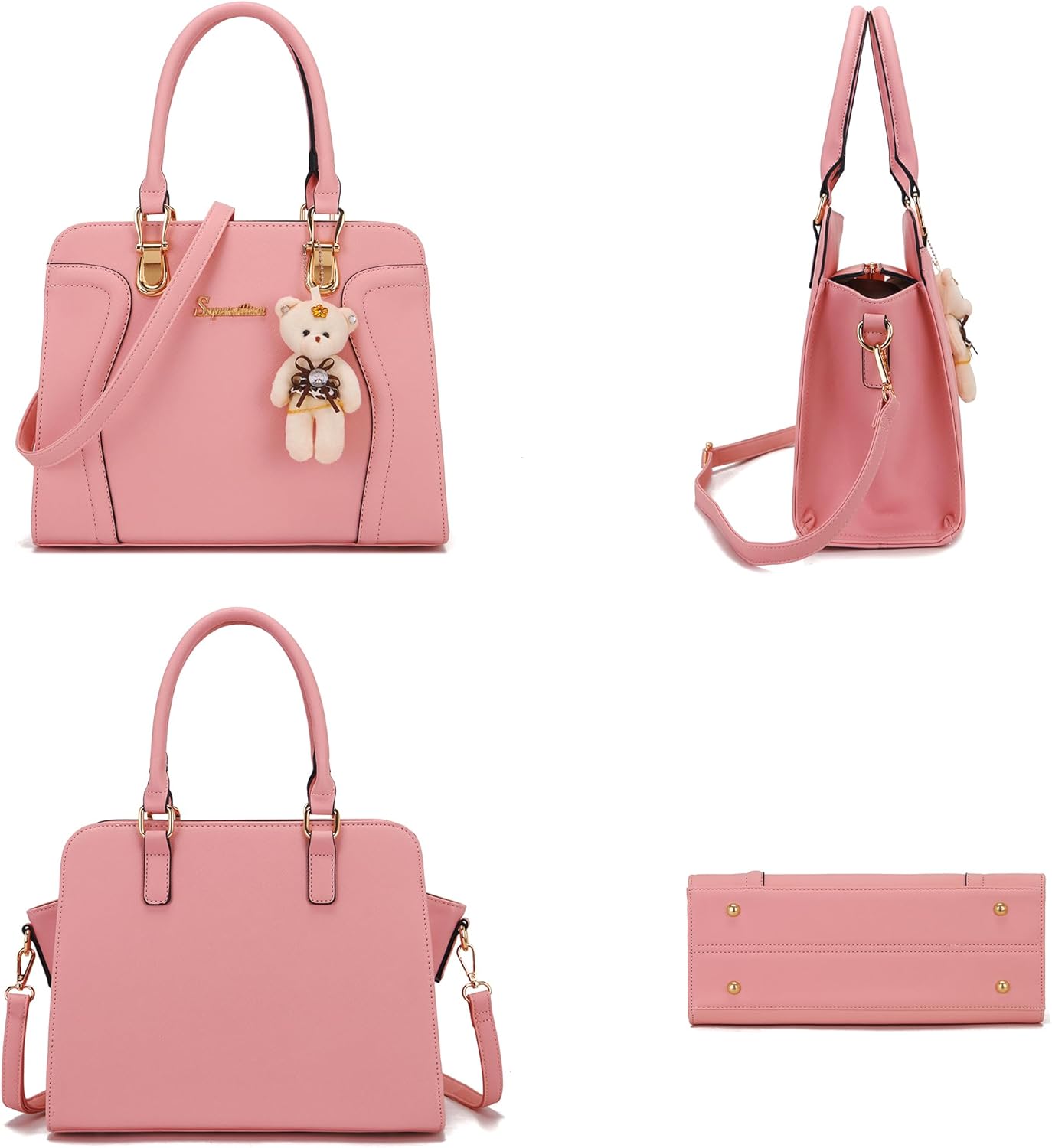 Soperwillton Purses for Women Crossbody Shoulder Handbags Top Handle Satchel Tote Bag Wallet Set 3pcs | Wallet, Set, 3pcs
