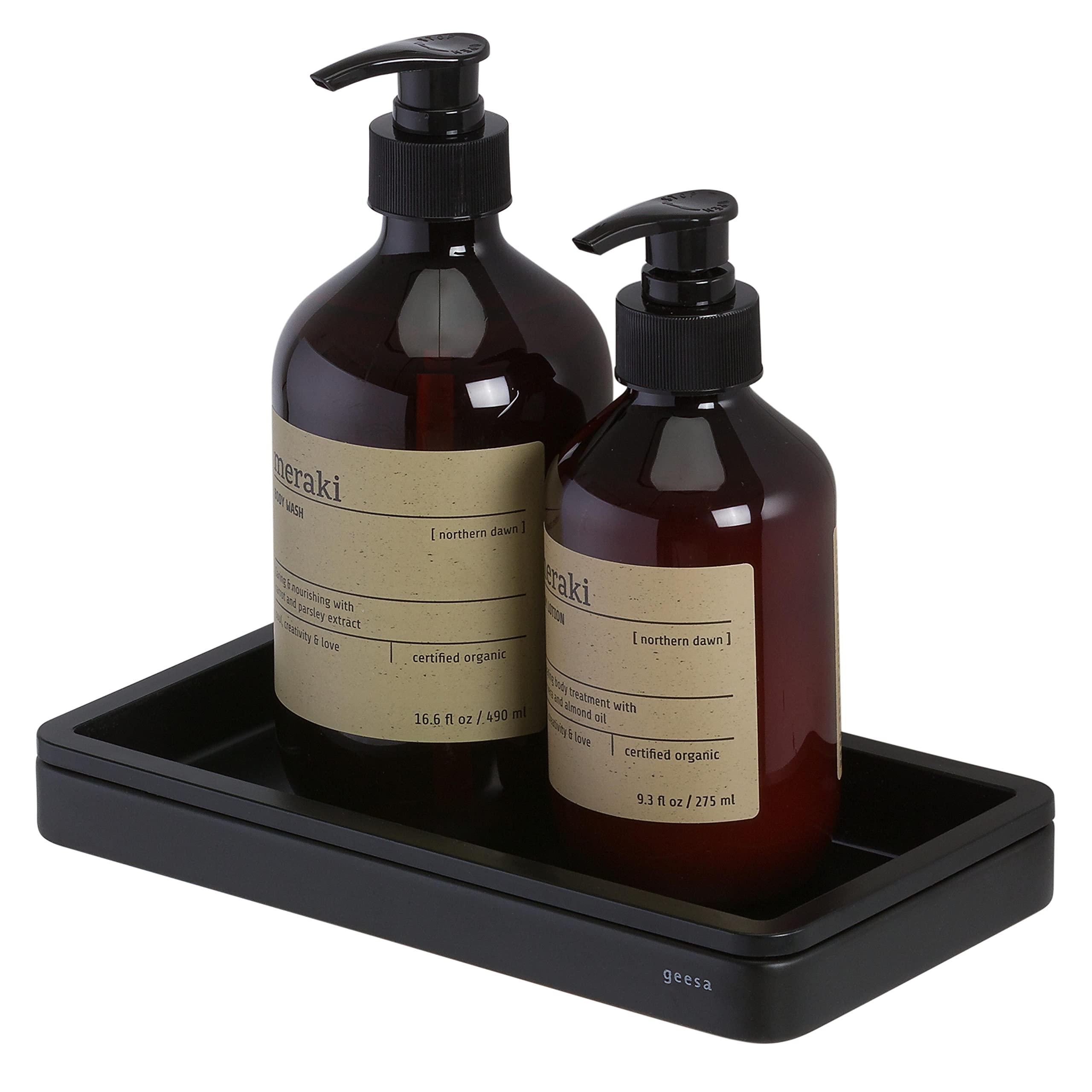 Geesa Frame Shelf Shower Caddy Brass Removable Plastic Tray Black 210 x 25 x 108mm