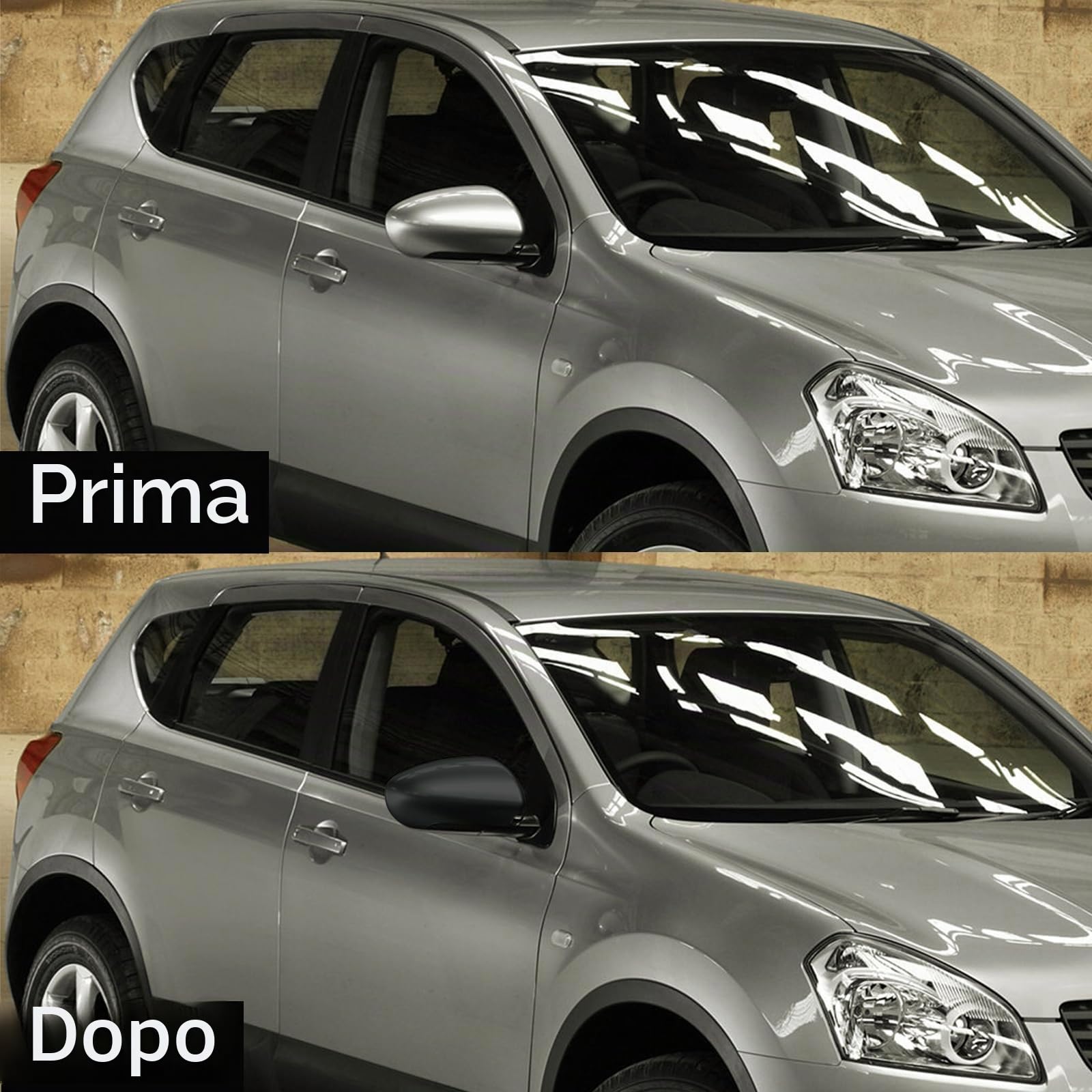 Compatibile con Nissan Qashqai J10 2007-2014 Copertura per specchietti laterali sinistro e destro, Nero Lucido