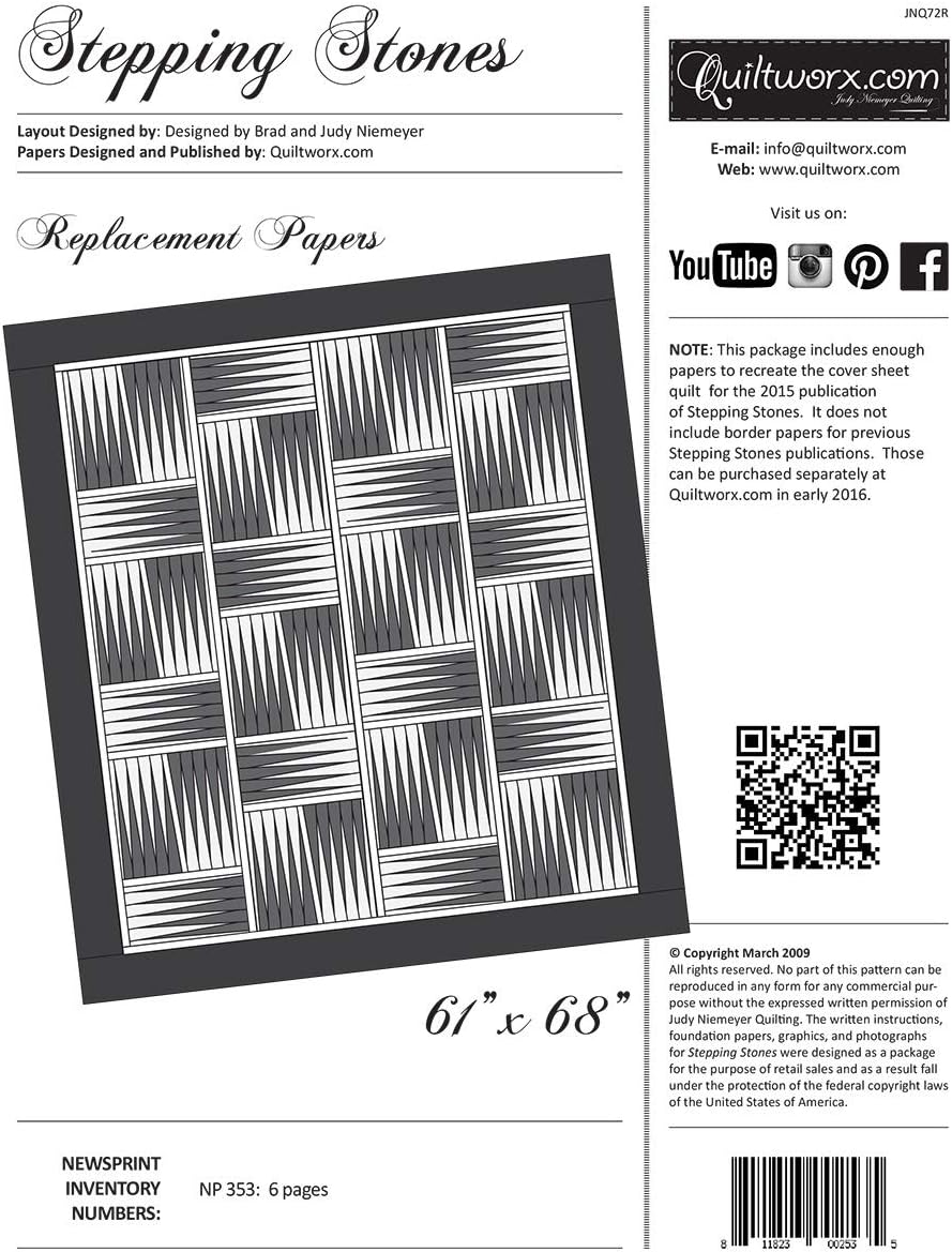 Quiltworx - Judy Niemeyer Quilting Stepping Stones Replacement Papers Pattern, None
