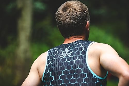 Miniatura 5 de Camiseta de triatlón sin mangas para hombre, con cremallera completa, 2 bolsillos, camisas de triatlón para hombre, tela transpirable AG