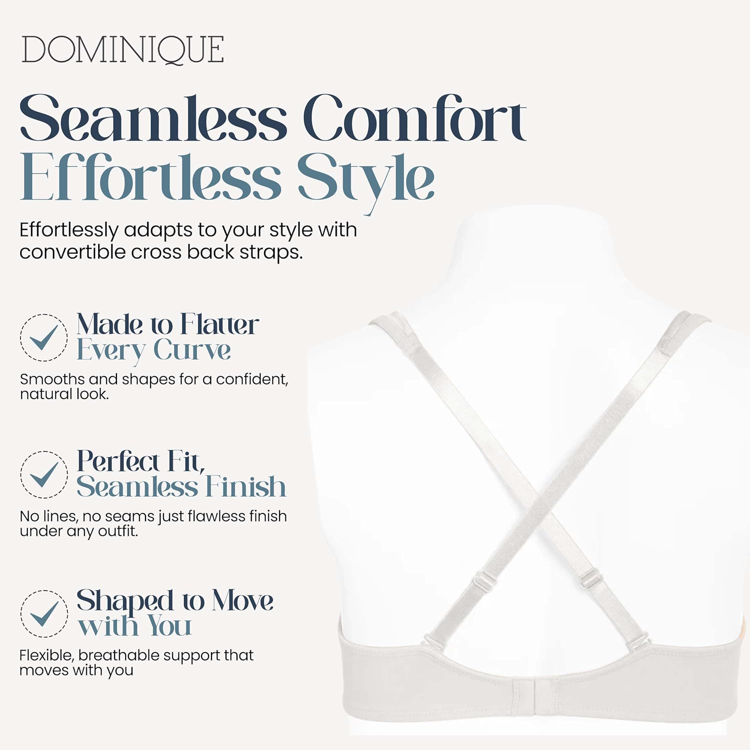Dominique Anais Seamless T-Shirt Bra #7200 – Full Coverage Everyday Bra with Plush Underwire - Lingerie for Women