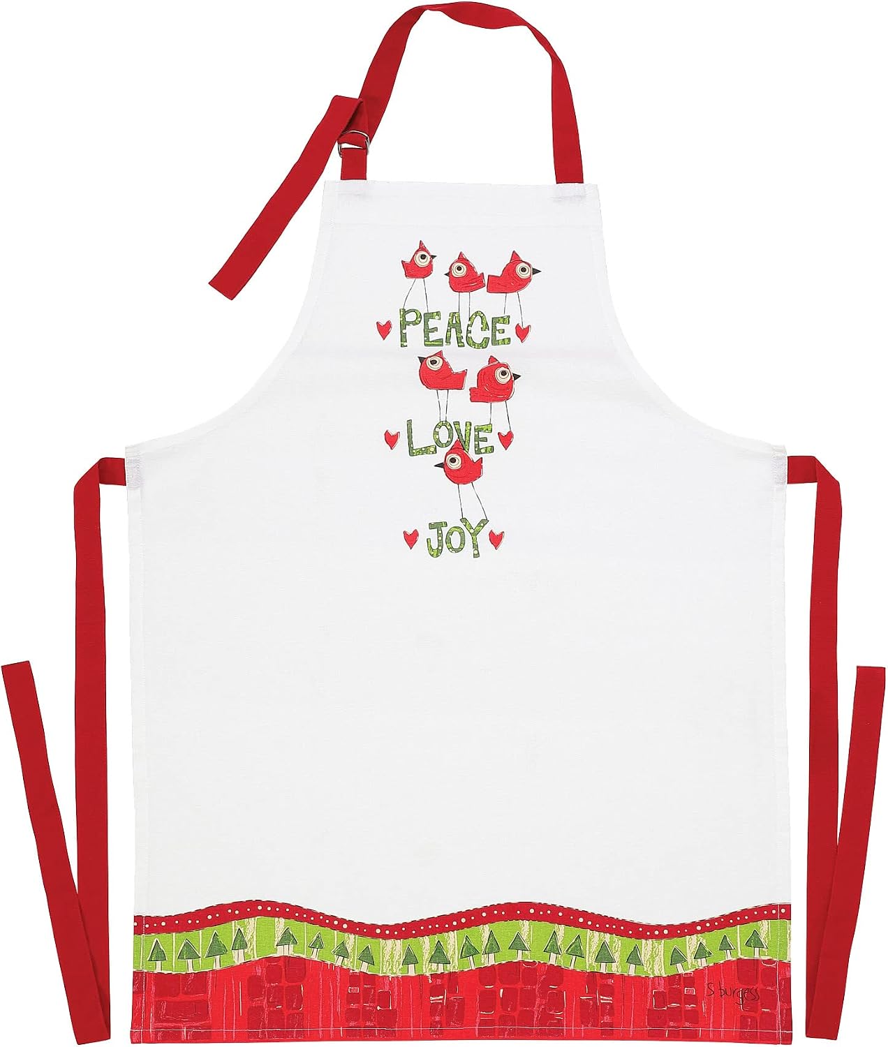 Enesco Izzy and Oliver Painted Peace by Stephanie Burgess Cardinal Birds Love Joy Kitchen Cooking Apron, 24 x 34 Inch, Multicolor