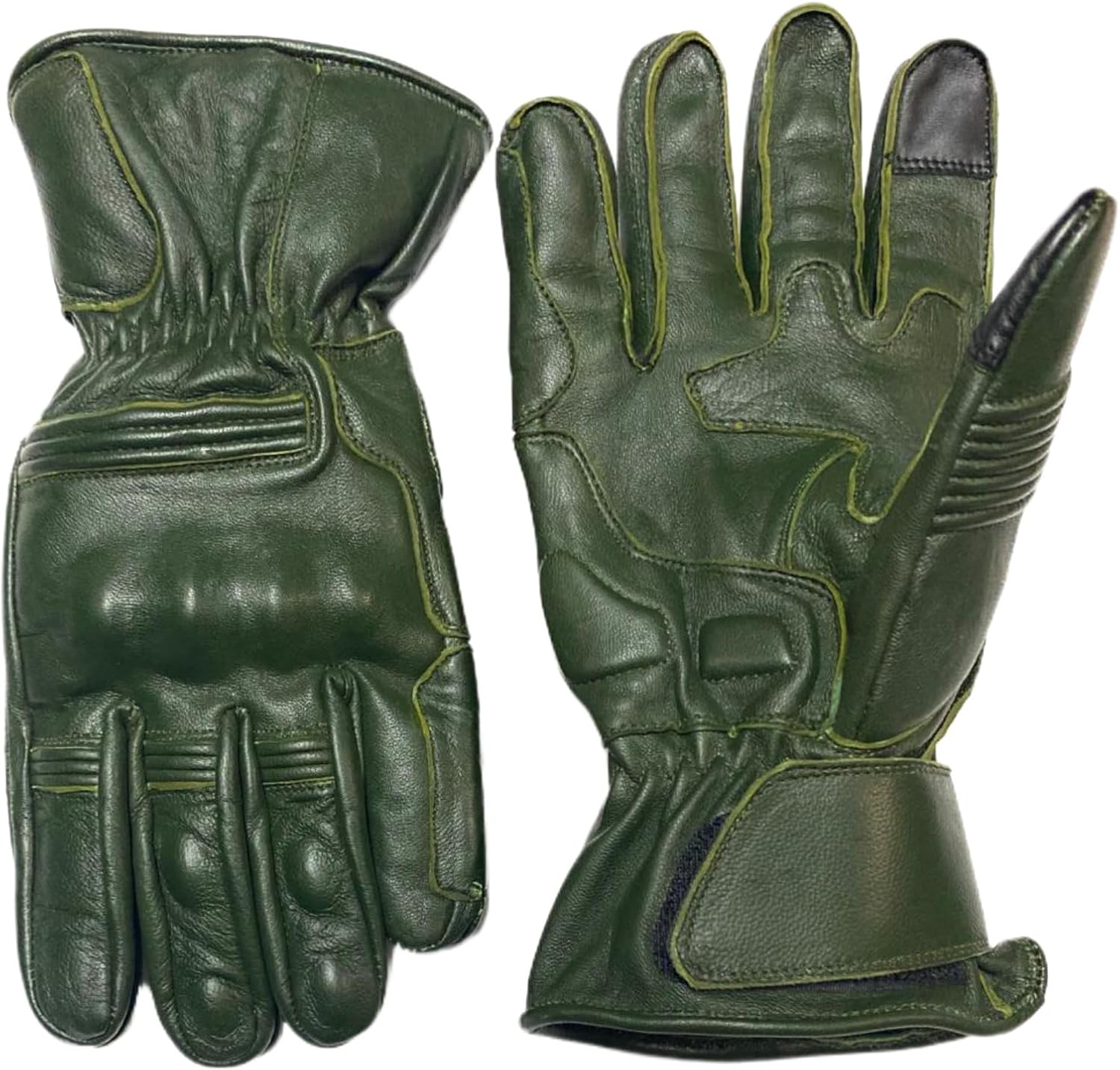 Genuine Leather Gloves for Bikers with Touchscreen Texting Support and Knuckle Protection Features