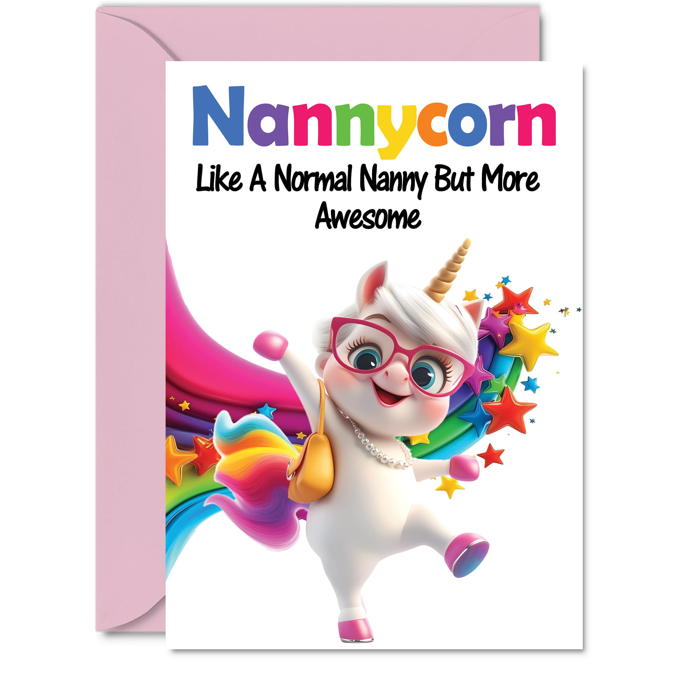 Nanny Birthday Card - Awesome Nannycorn - Happy Birthday Card for Nanny Nan from Grandson Granddaughter, A5 Unicorn Bday Greeting Cards