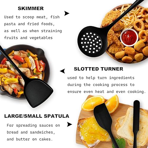 Miniatura 3 de Juego de utensilios de cocina de silicona, juego de 15 utensilios de silicona no tóxicos para cocinar, herramientas de cocina de grado alimenticio