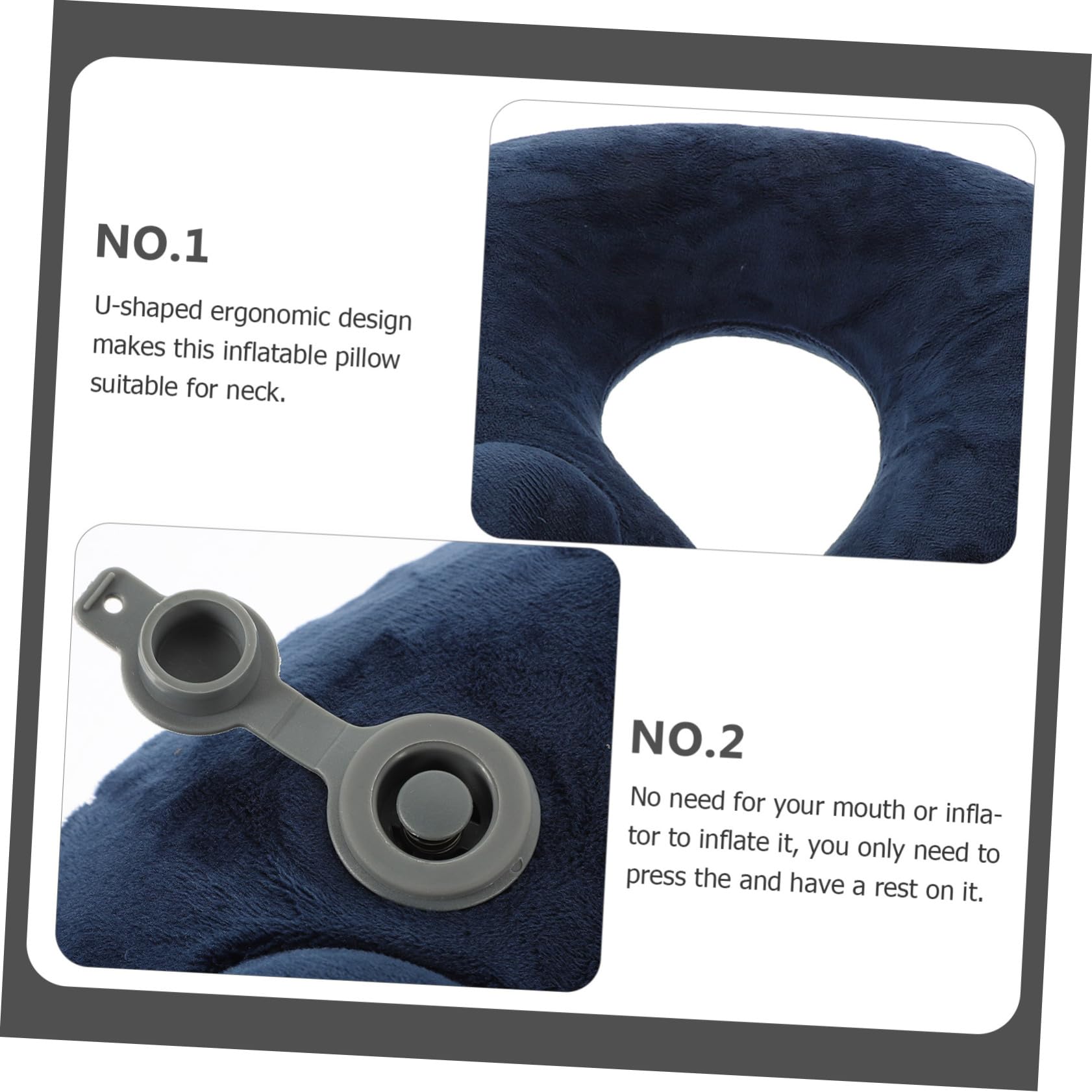 CHILDWEET Almohada De Viaje Inflable U-Shape para Soporte Cervical Aviones y Trenes Diseño Ergonómico Fácil De Llevar y Almacenar Color Azul Oscuro