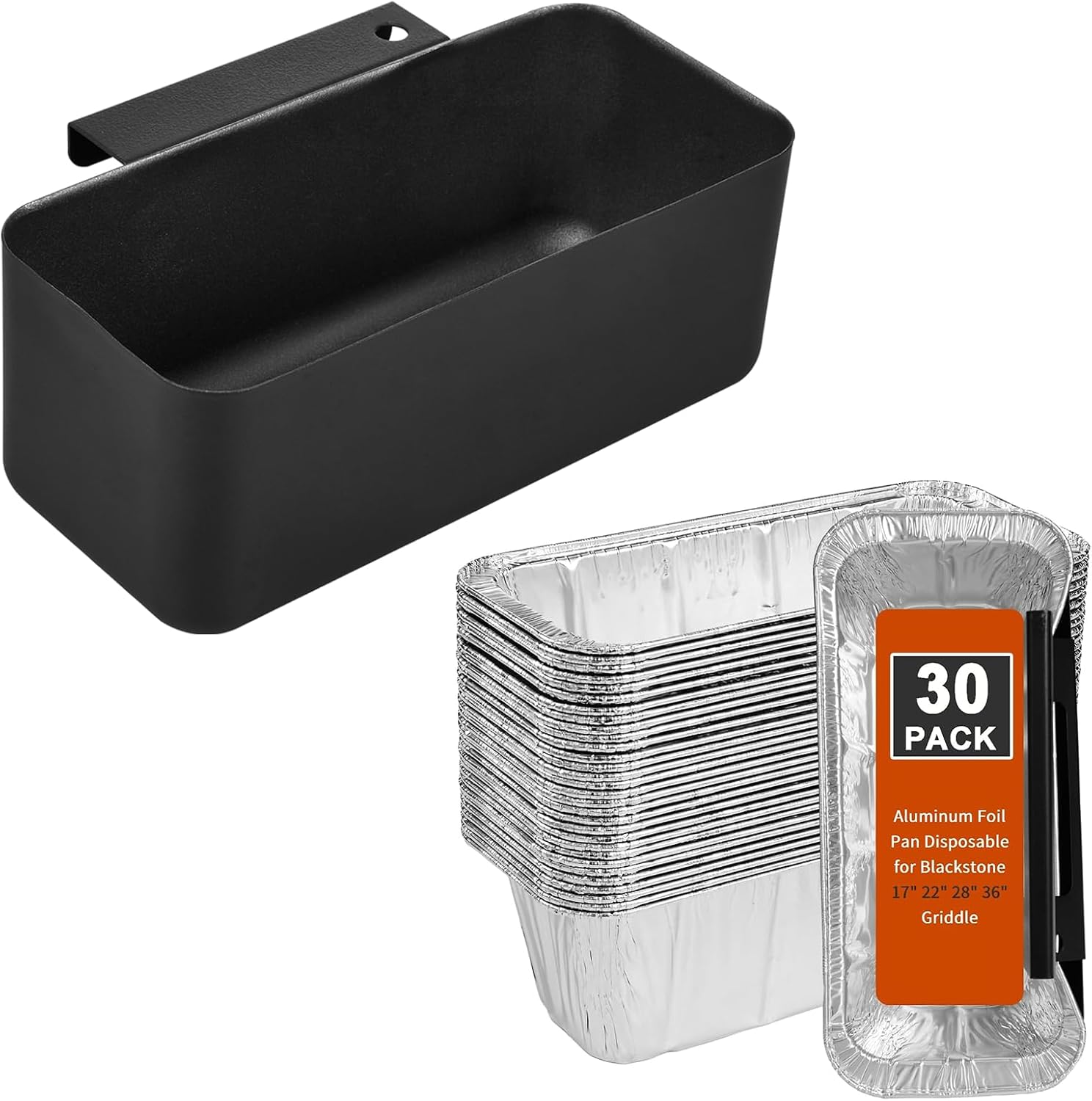 Griddle Grease Catcher for Blackstone Griddles 17'' 22'' 28'' 30'' 36'' with 30 Pack 5017 Grease Cup Liners