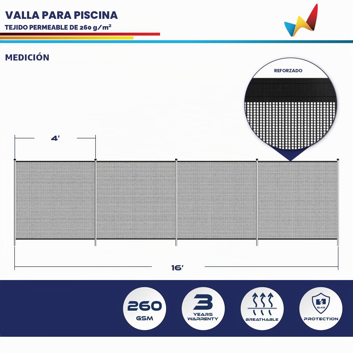 Windscreen4less Valla al aire libre para piscina bebé niños valla de seguridad patio trasero cubierta patio jardín valla extraíble 6'x16'