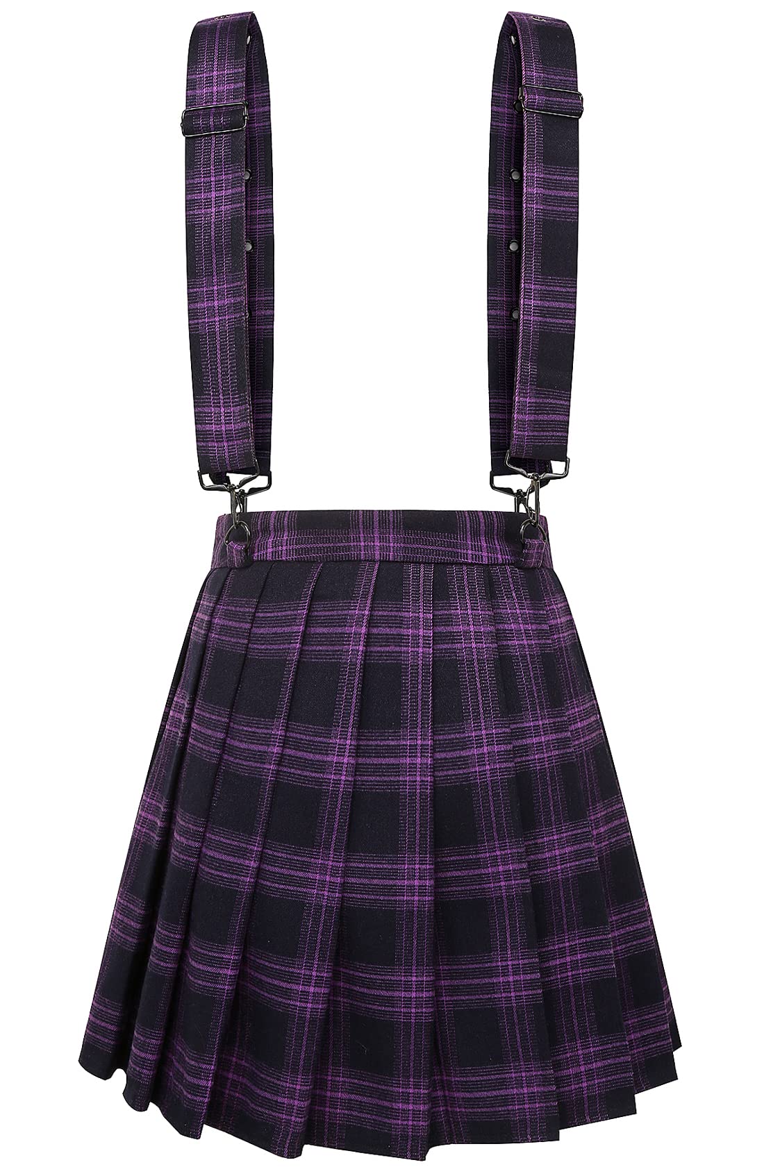 chouyatou Women's Cool Sweet A-Line Decorative Strap Plaid Pleated Mini Skirt: XX-Large Purple