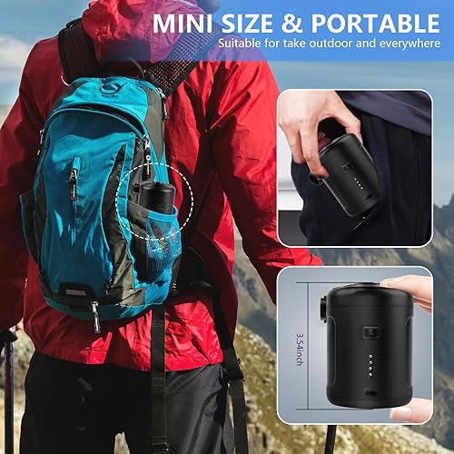 Miniatura 7 de Bomba de aire eléctrica portátil, carga tipo C, desinflado para flotadores de piscina, cama de aire, anillo de natación de colchón de aire, bolsas