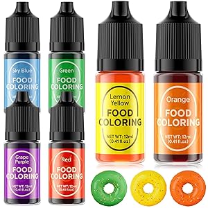 Food Coloring Set for Cake Decorating - 12ml X 6 Color Food Grade Vibrant Food Dye Tasteless Liquid Color for Baking Easter Egg Icing Fondant Cooking DIY Kit - 0.41 Fl. oz (12 ml)/Bottles