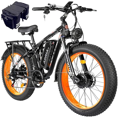 TUTTIO Electric-Bike for Adults-Men, 210NM Dual Motor Ebike, 52V Removable Battery Hunting-Ebike, Long Range Dirtbike, 26" Fat Tire Electric Bicycle, Full Suspension Mountain Bike for Off-Road Snow