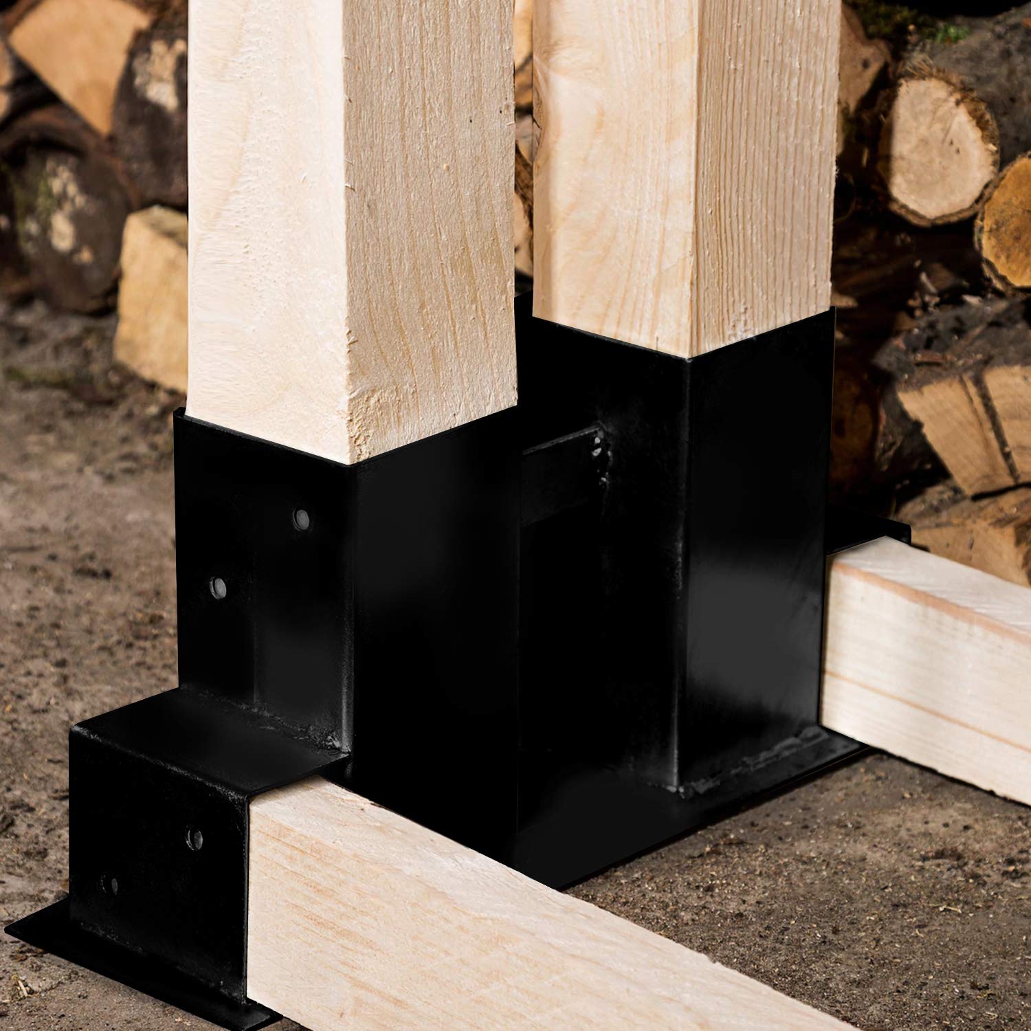4 pezzi aiuto per impilare legno, supporto impilabile, supporto stabile per legna da ardere, struttura in legno per interni ed esterni