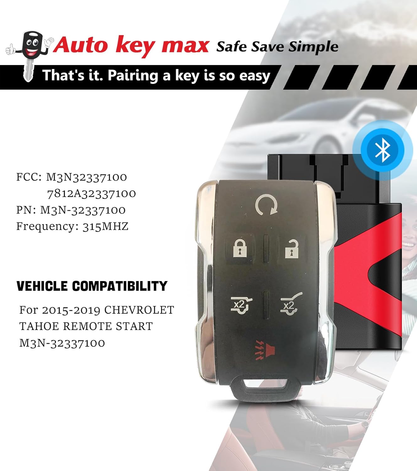 2 Programmable Keyfob Scanner Tool, Replacement DIY Programmer Kit for 2011-2018 Chevrolet Silverado Colorado GMC Sierra Tahoe Suburan Yukon Remote Fob M3N-32337100