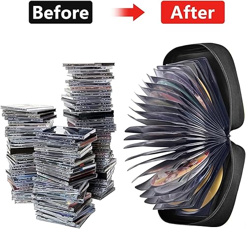 Miniatura 4 de UENTIP Funda de nailon para CDDVD para coche, cartera de CD, bolsa de almacenamiento de CD con cremallera portátil para viajes en el hogar (48