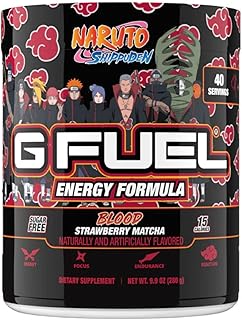 G Fuel Akasuki Blood Energy Drink Powder, Pre Workout Caffeine Mix for Gaming, Sugar Free Focus Amino, Vitamin + Antioxidants, 9.9oz (Strawberry Matcha, 40 Servings)