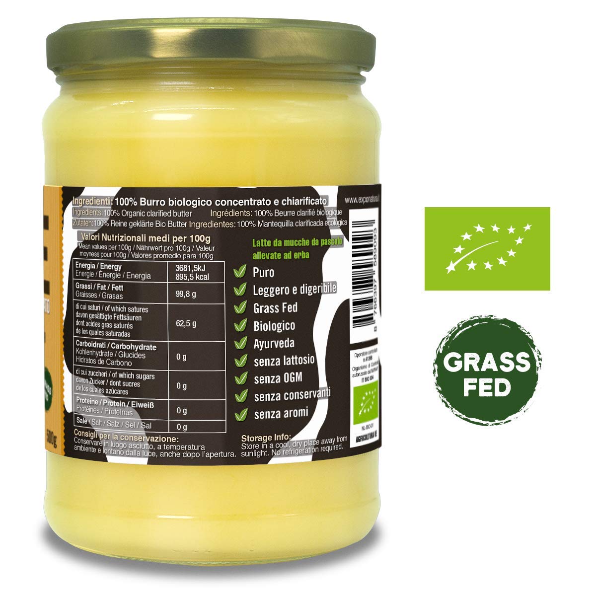 Exponatura Ghee orgánico Mantequilla clarificada 500 g