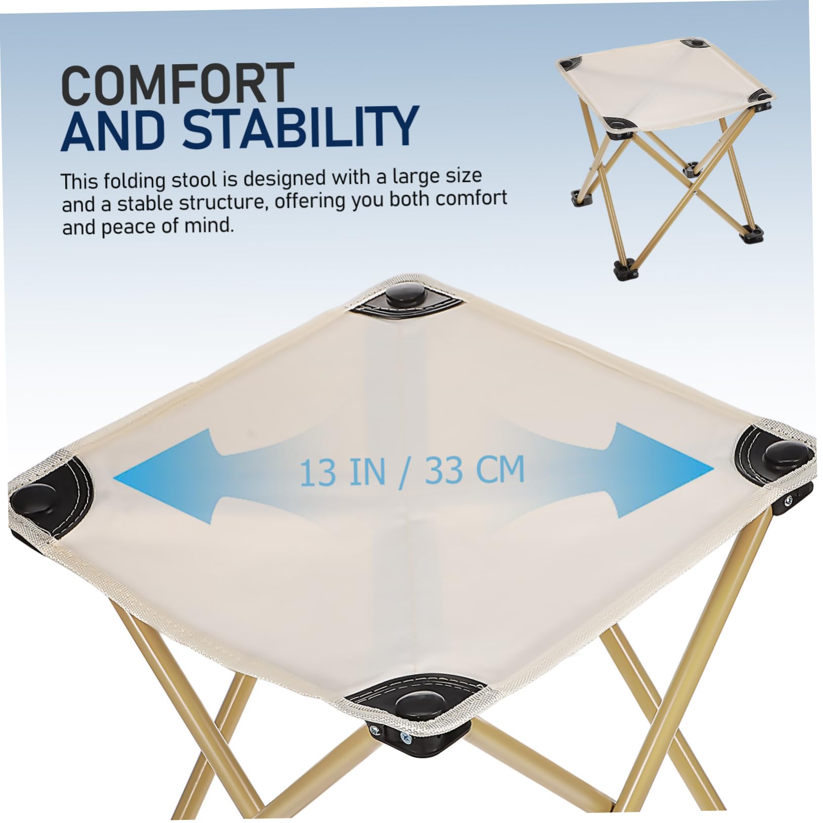 iplusmile Tabouret de Camping Construction Robuste Pliant Portable Beige en Tissu Oxford et Acier au Carbone Léger avec Paquet de Transport pour Pêche et Randonnée